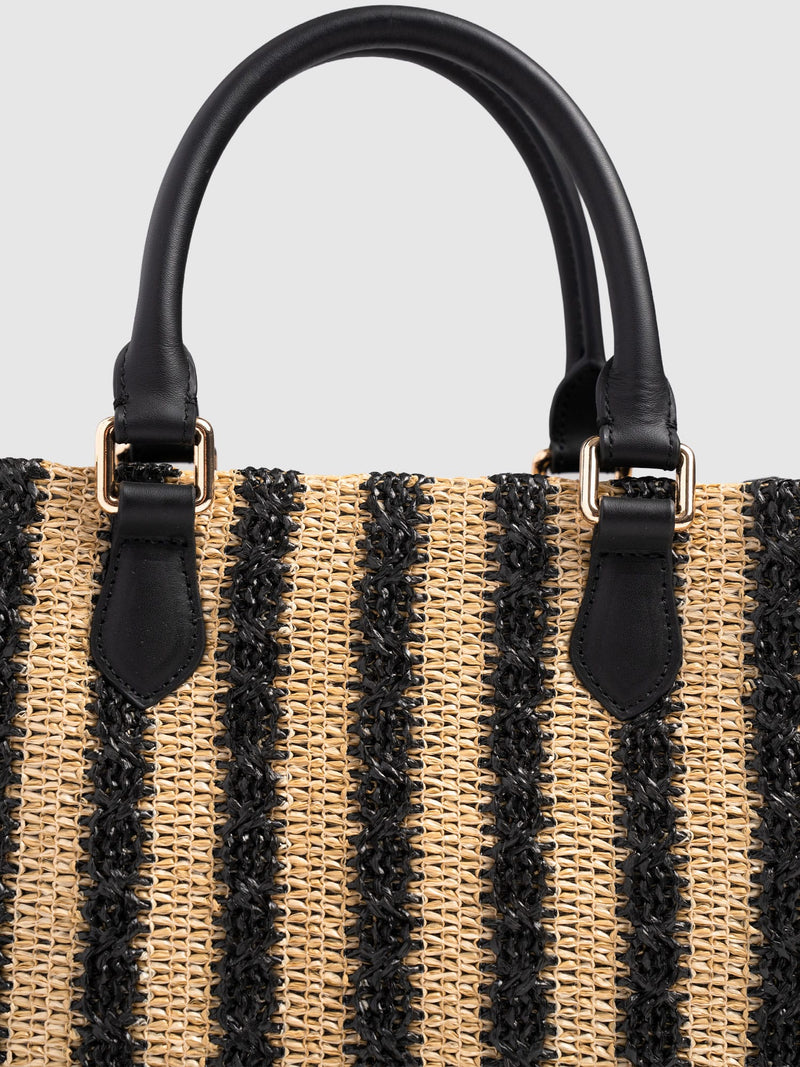 Mia Mini Tote Bag - Black Raffia - Women's Handbags | Saint + Sofia® UK