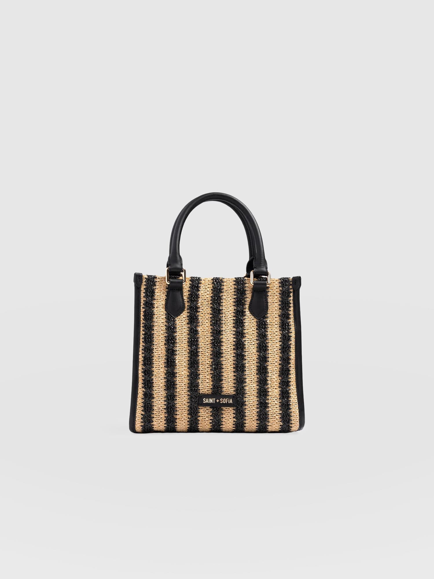 Mia Mini Tote Bag - Black Raffia