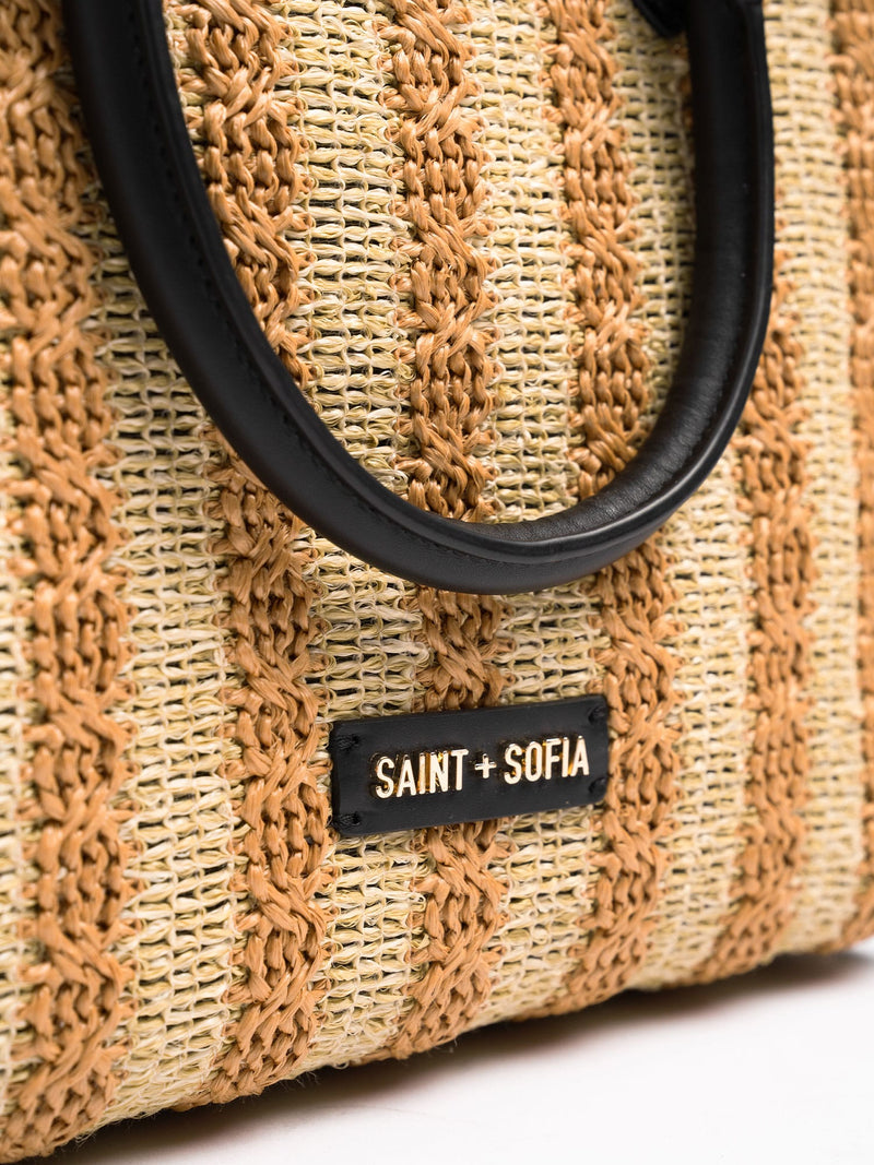 Mia Mini Tote Bag - Orange Raffia - Women's Handbags | Saint + Sofia® UK
