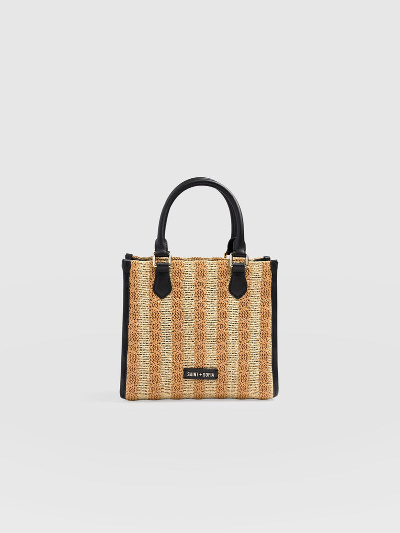 Mia Mini Tote Bag - Orange Raffia
