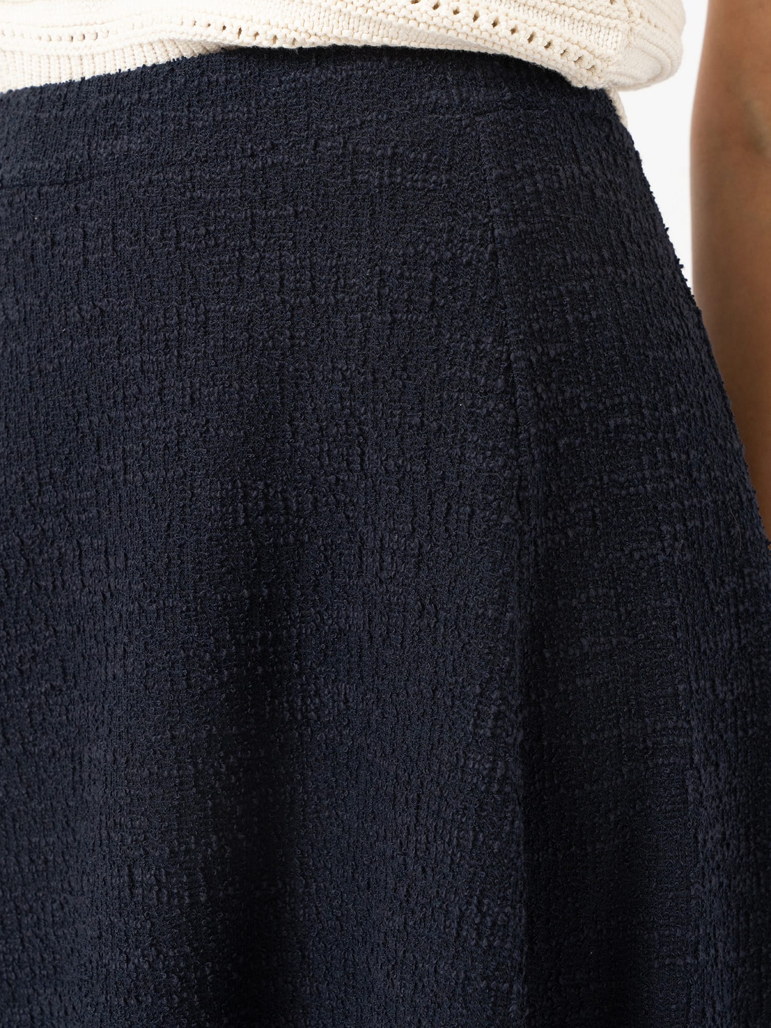 Neve Fit & Flare Skirt - Navy Boucle - Women's Skirts | Saint and Sofia® UK