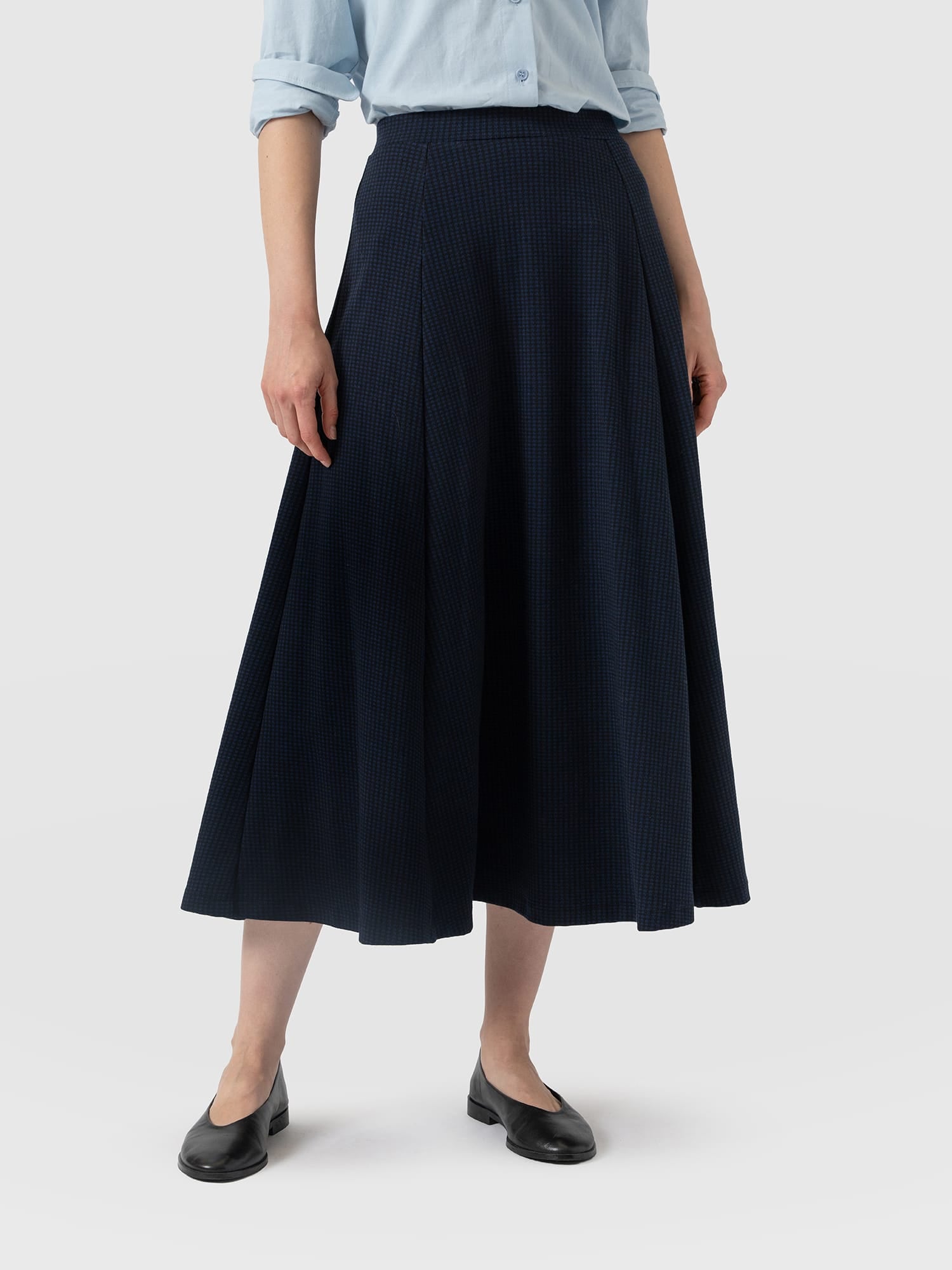 Neve Fit & Flare Skirt - Navy Mini Houndstooth
