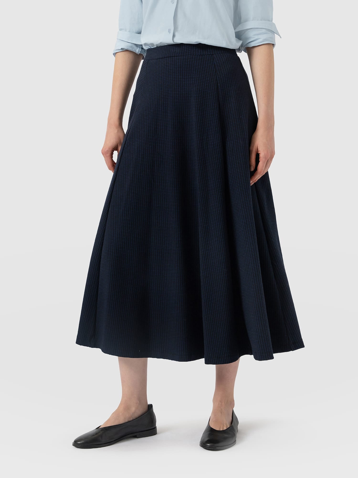 Neve Fit & Flare Skirt - Navy Mini Houndstooth