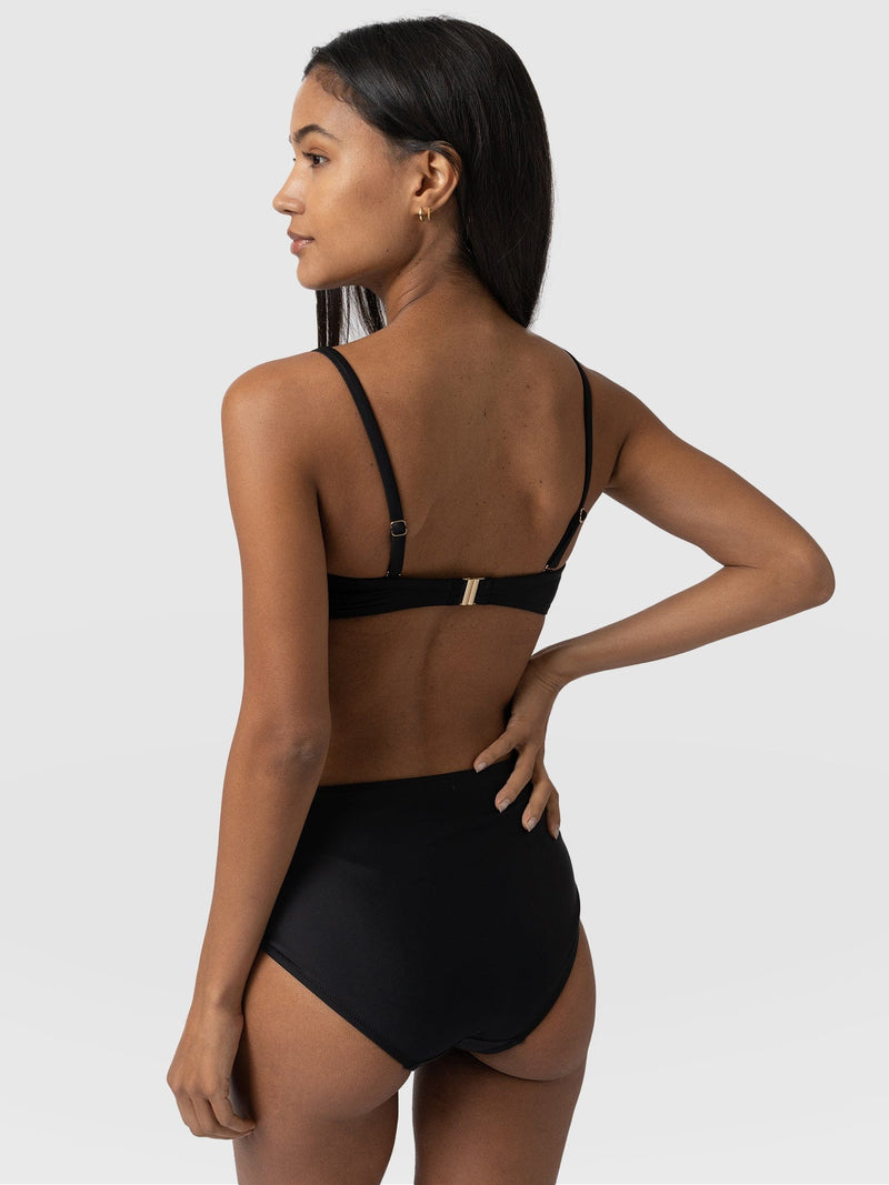 Nova High Waisted Bikini Bottom Black - Women's Swimwear | Saint + Sofia® UK