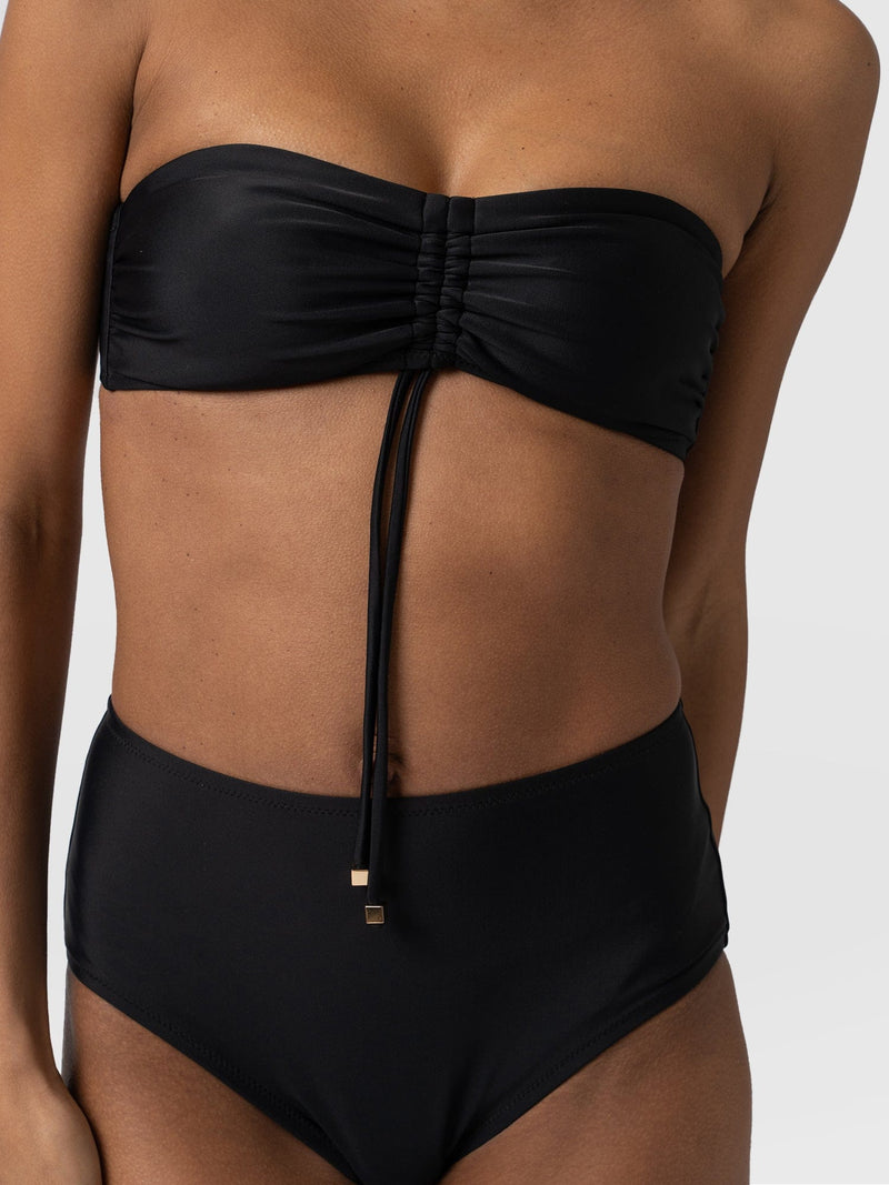Nova High Waisted Bikini Bottom Black - Women's Swimwear | Saint + Sofia® UK