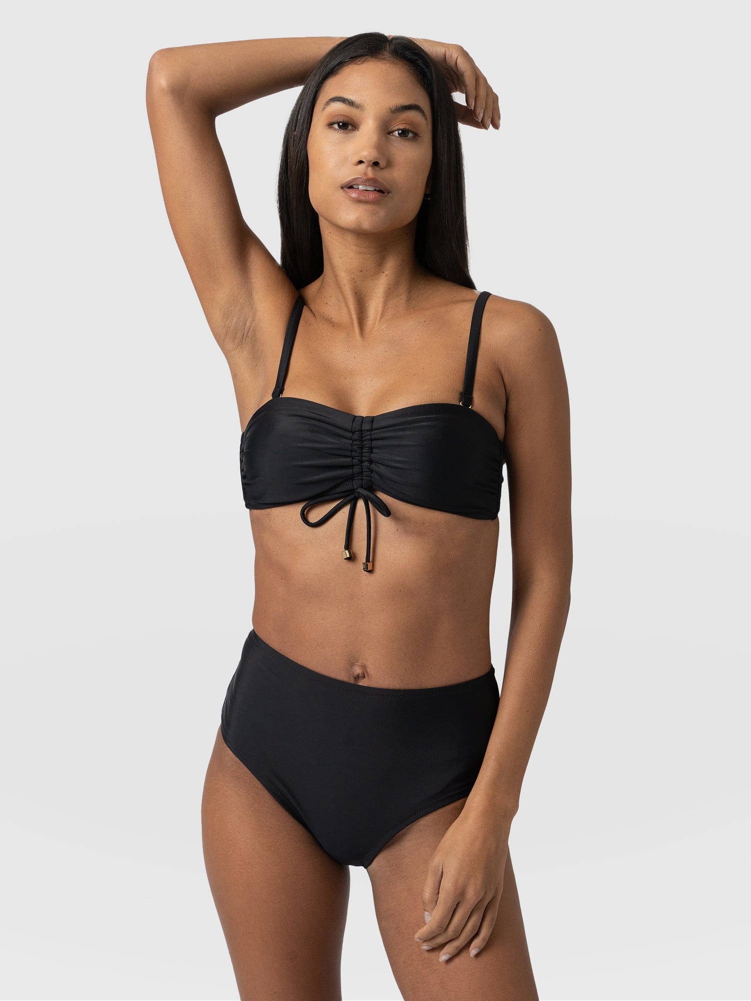 Nova High Waisted Bikini Bottom Black - Women's Swimwear | Saint + Sofia® UK