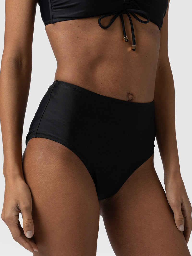 Nova High Waisted Bikini Bottom Black - Women's Swimwear | Saint + Sofia® UK
