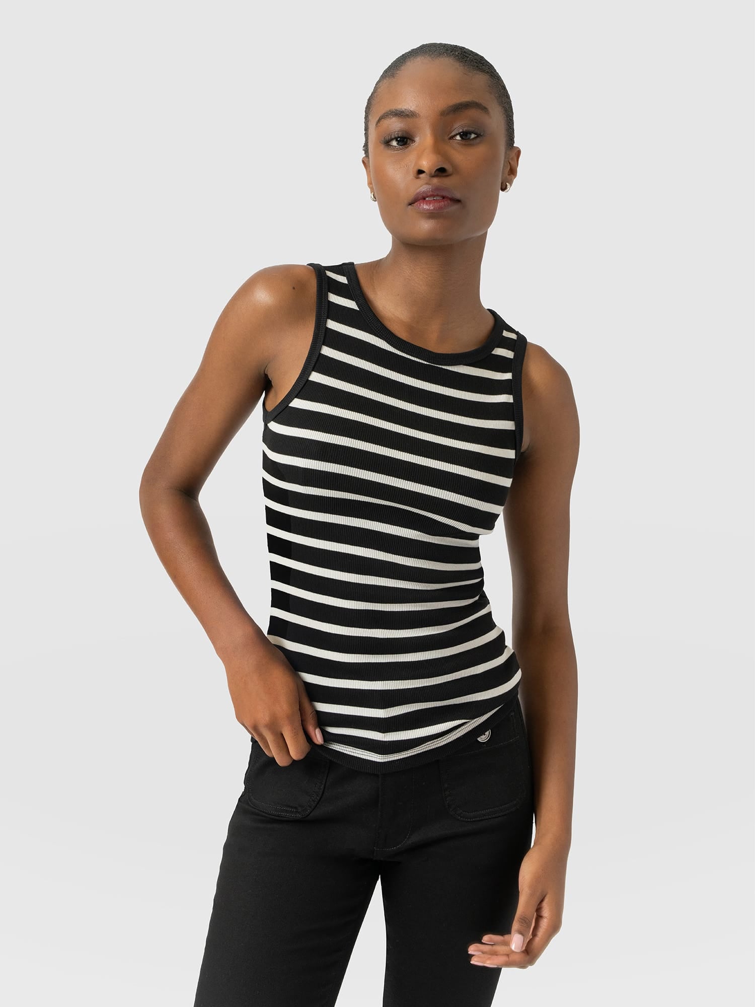 Nova Racer Vest - Black & White Stripe