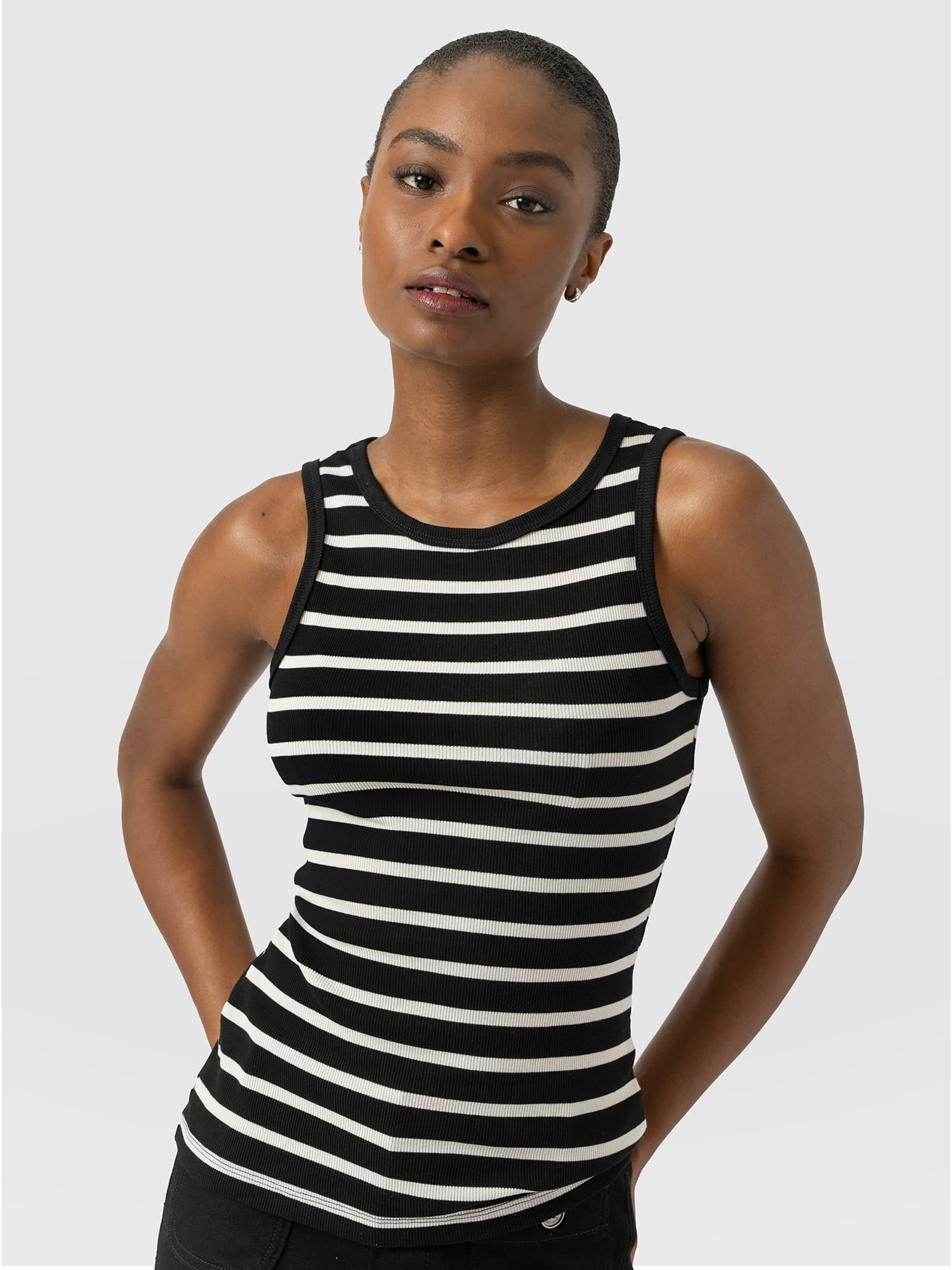 Nova Racer Vest - Black & White Stripe