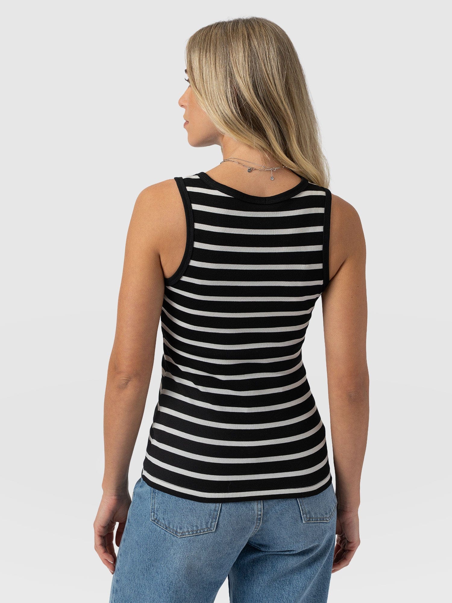Nova Racer Vest - Black & White Stripe - Women's T-shirts | Saint + Sofia® UK