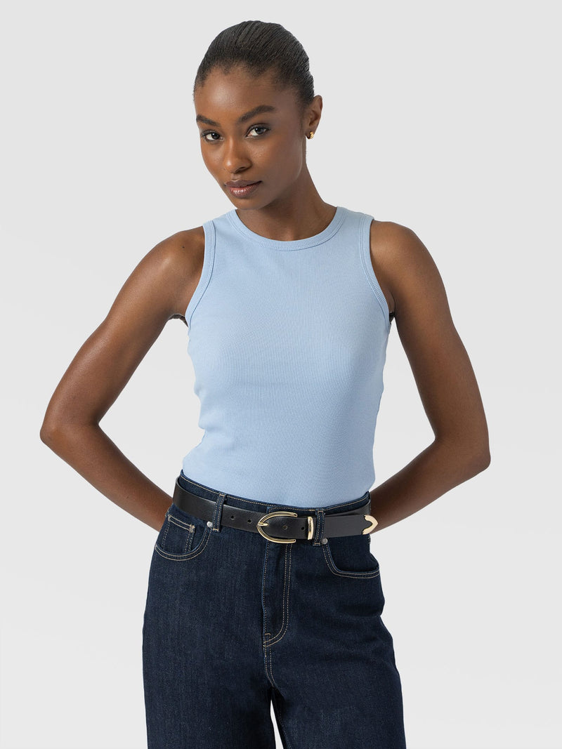 Nova Racer Vest - Powder Blue - Women's T-shirts | Saint + Sofia® UK