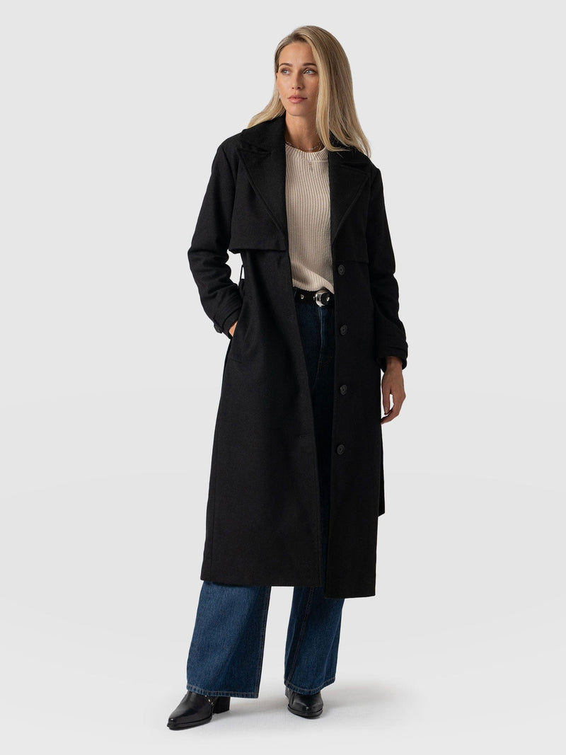 Odette Coat Black - Women's Wool Coats | Saint + Sofia® UK