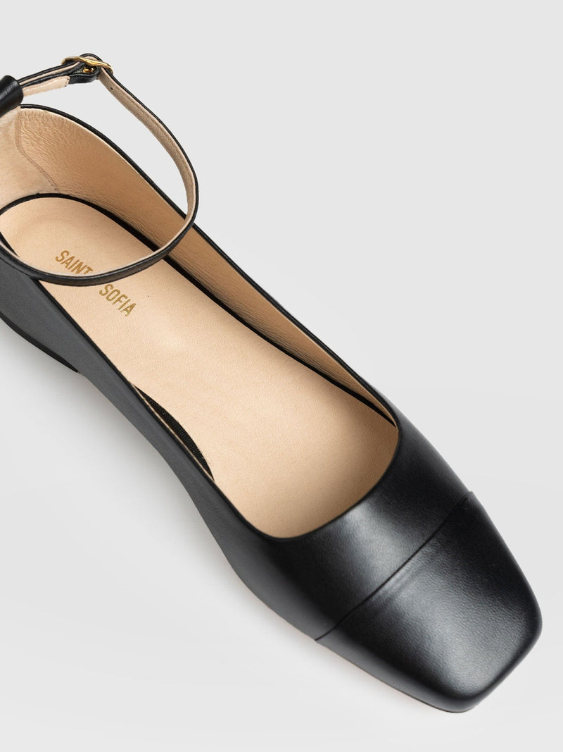 Ophelia Leather Ballerinas Black - Women's Shoes | Saint + Sofia® UK