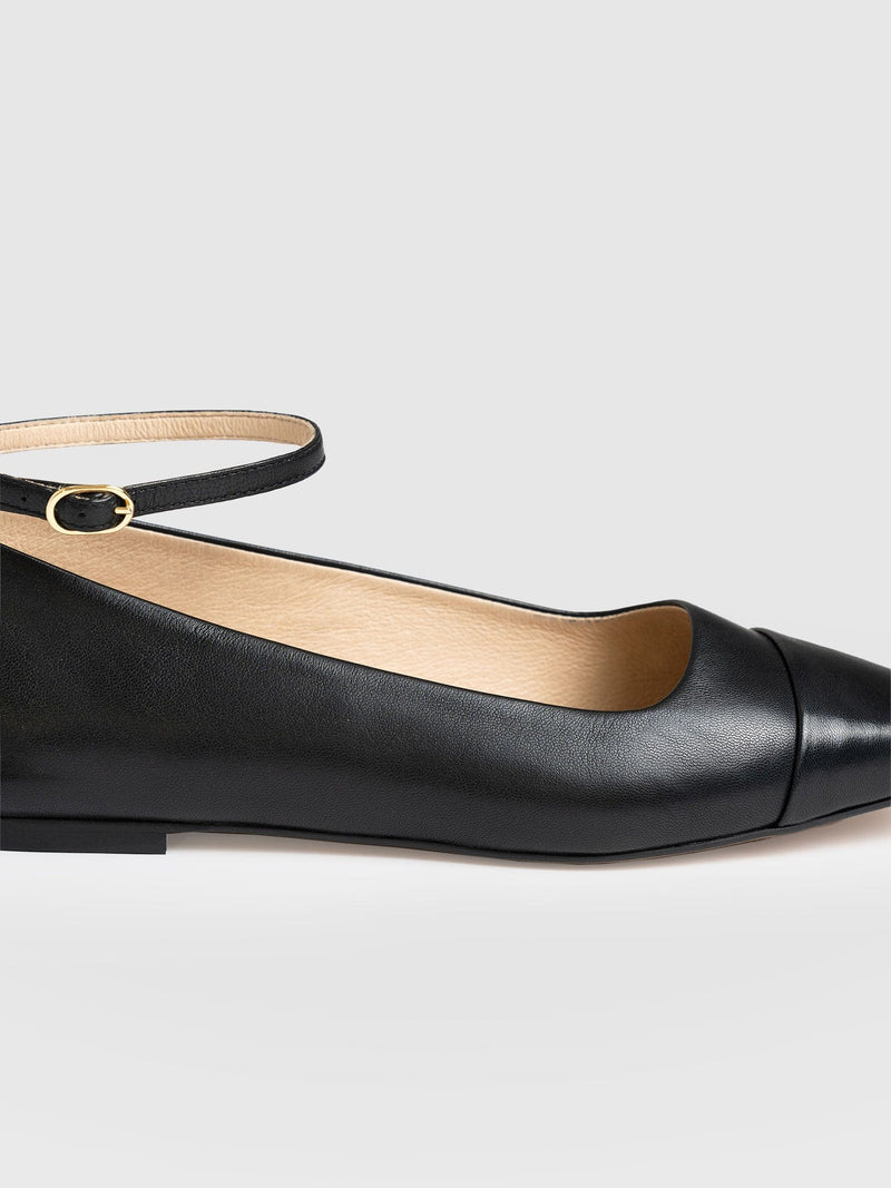 Ophelia Leather Ballerinas Black - Women's Shoes | Saint + Sofia® UK