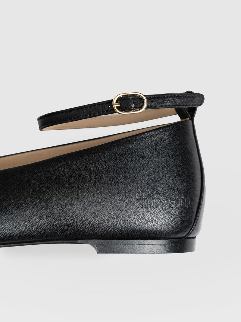 Ophelia Leather Ballerinas Black - Women's Shoes | Saint + Sofia® UK