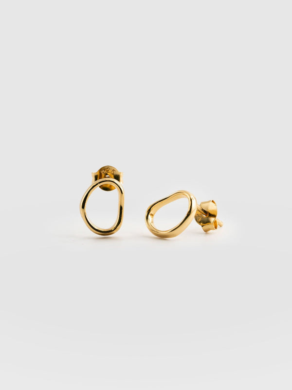 Organic Open Oval Stud Earrings - Gold