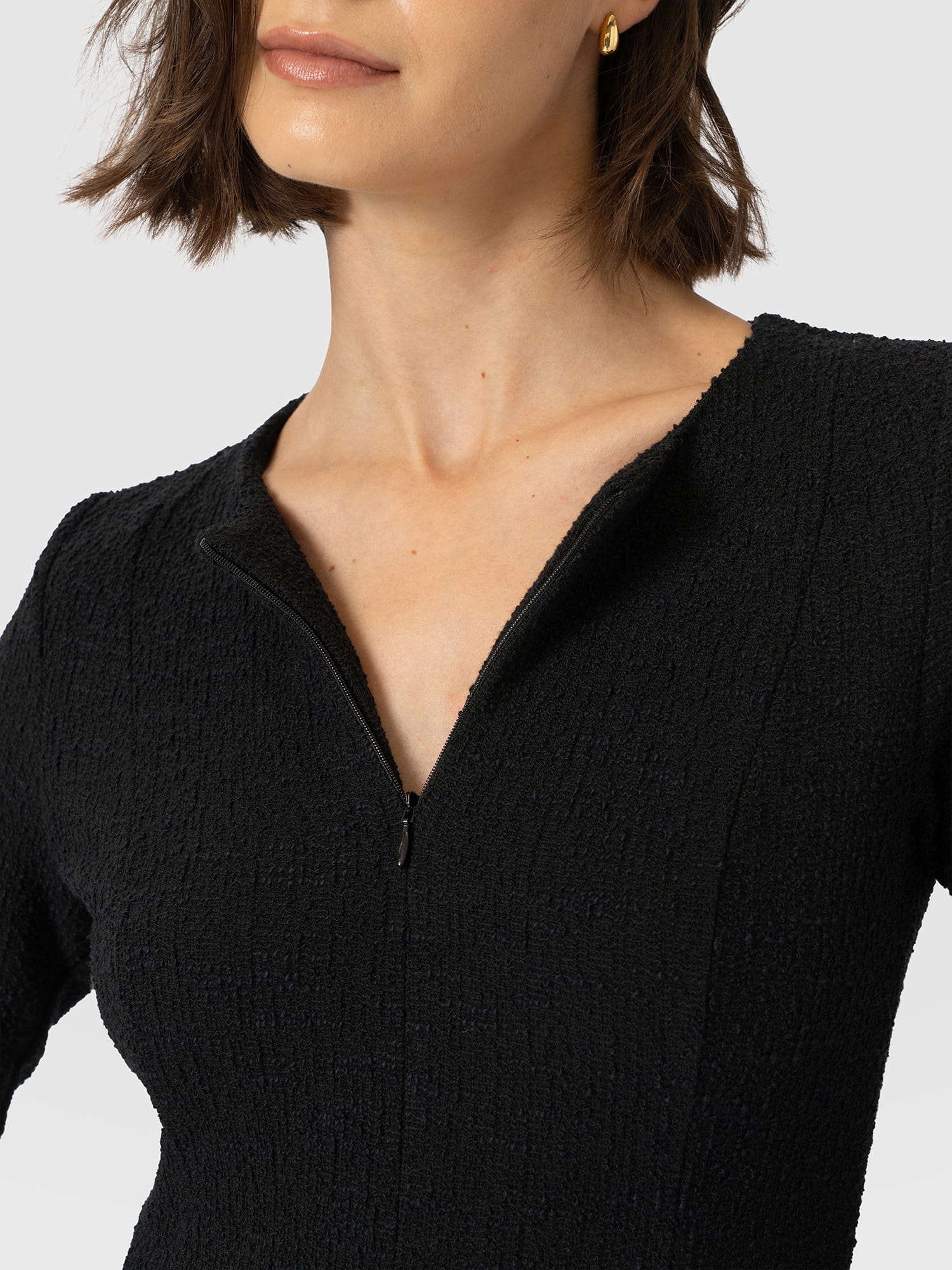 Orla Midi Dress - Black Boucle - Women's Dresses | Saint and Sofia® UK