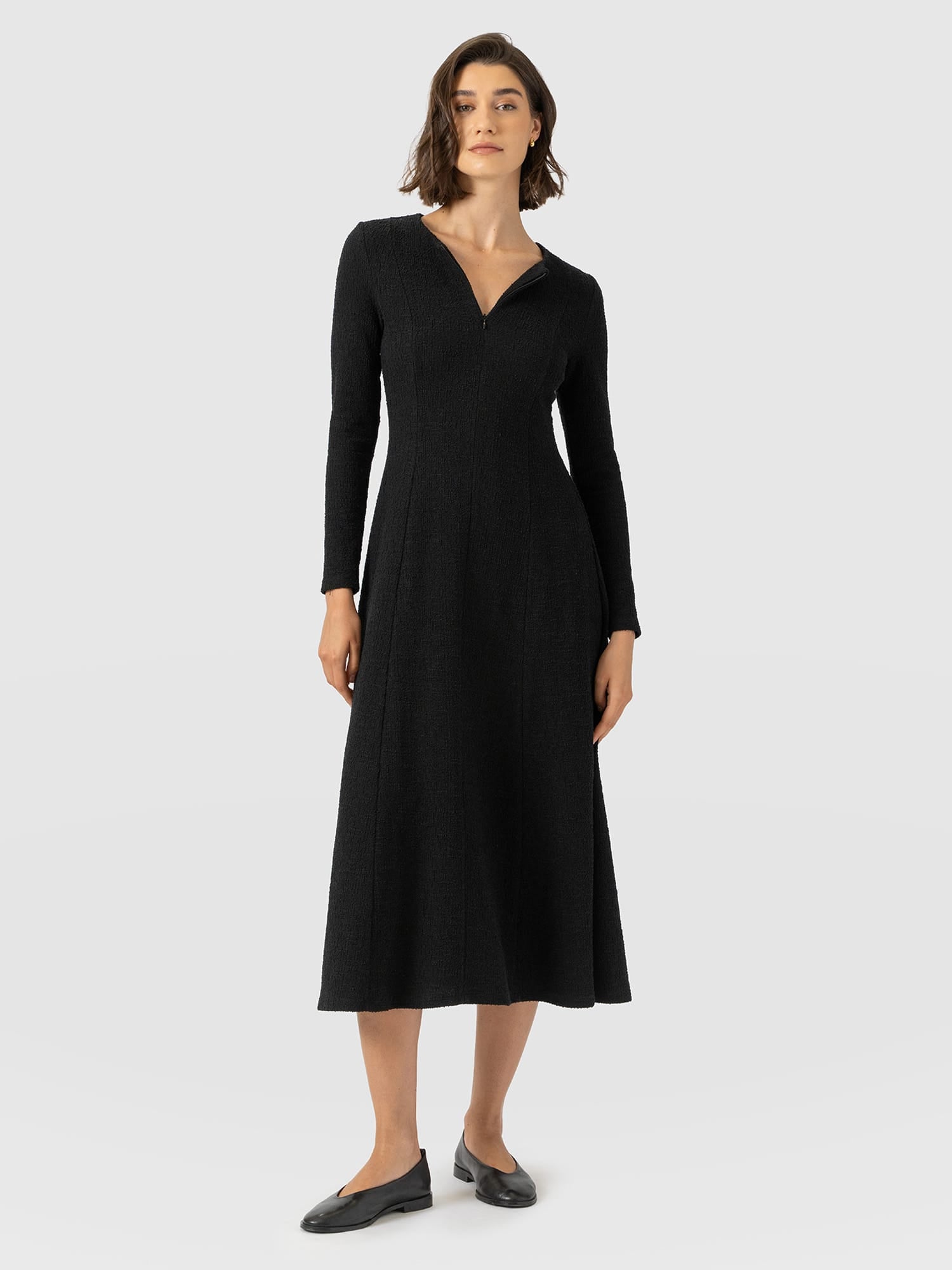Orla Midi Dress - Black Boucle - Women's Dresses | Saint and Sofia® UK
