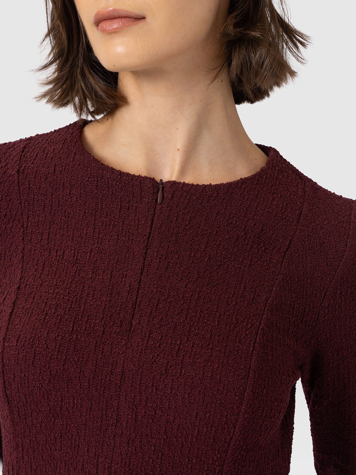 Orla Midi Dress - Burgundy Boucle - Women's Dresses | Saint and Sofia® UK
