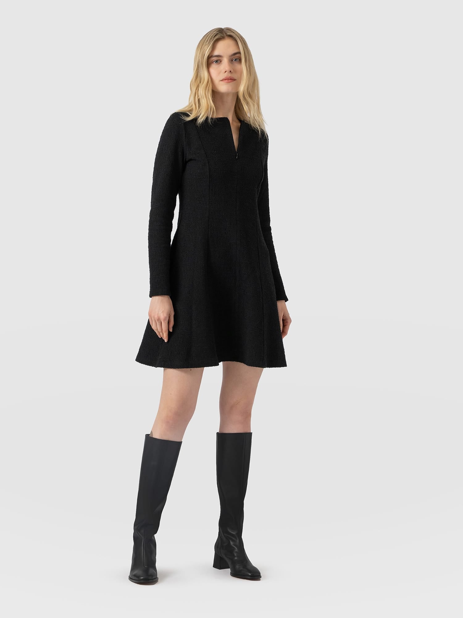 Orla Mini Dress - Black Boucle - Women's Dresses | Saint and Sofia® UK