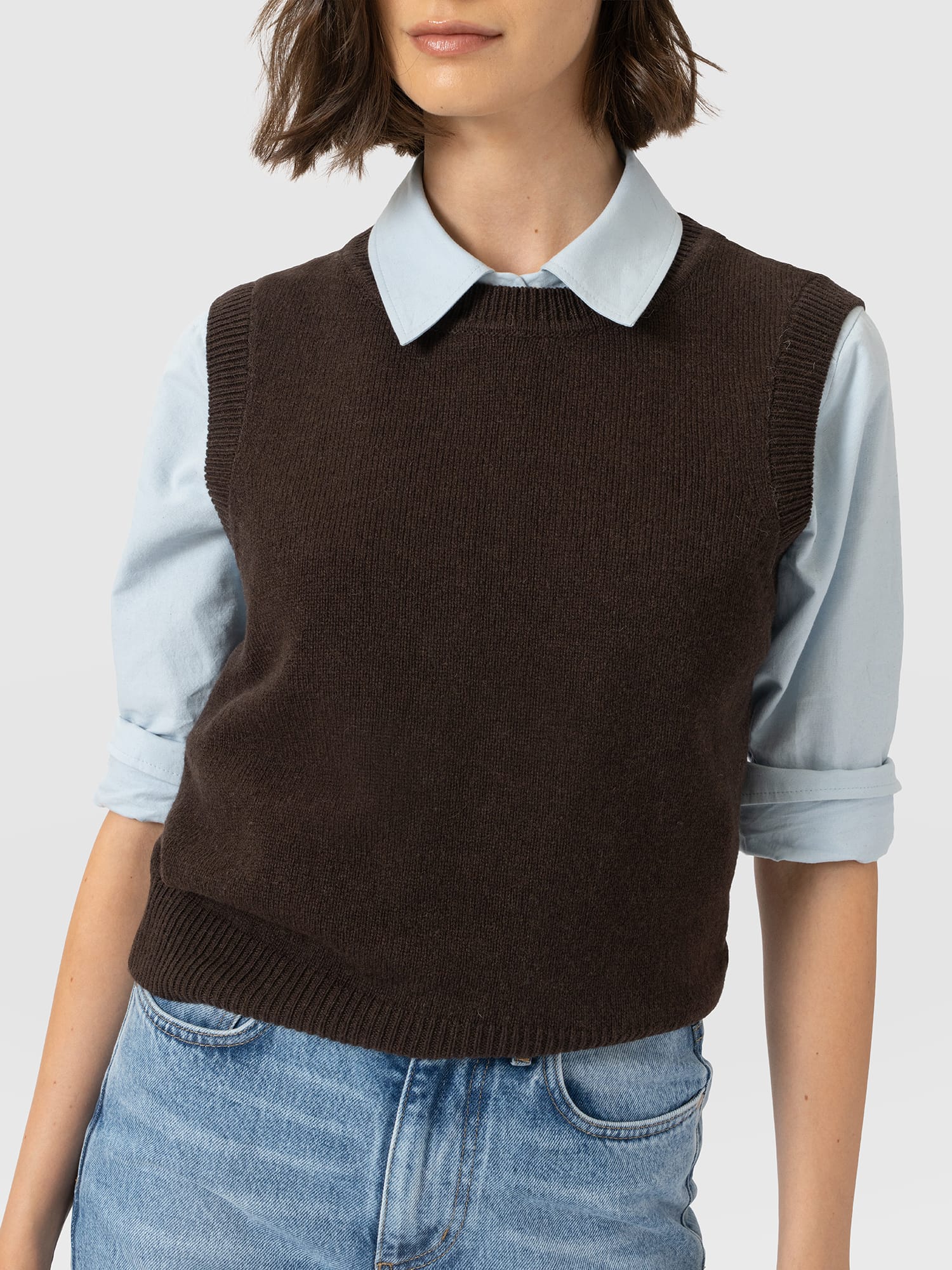 Oxford Cashmere Sleeveless Knit - Brown
