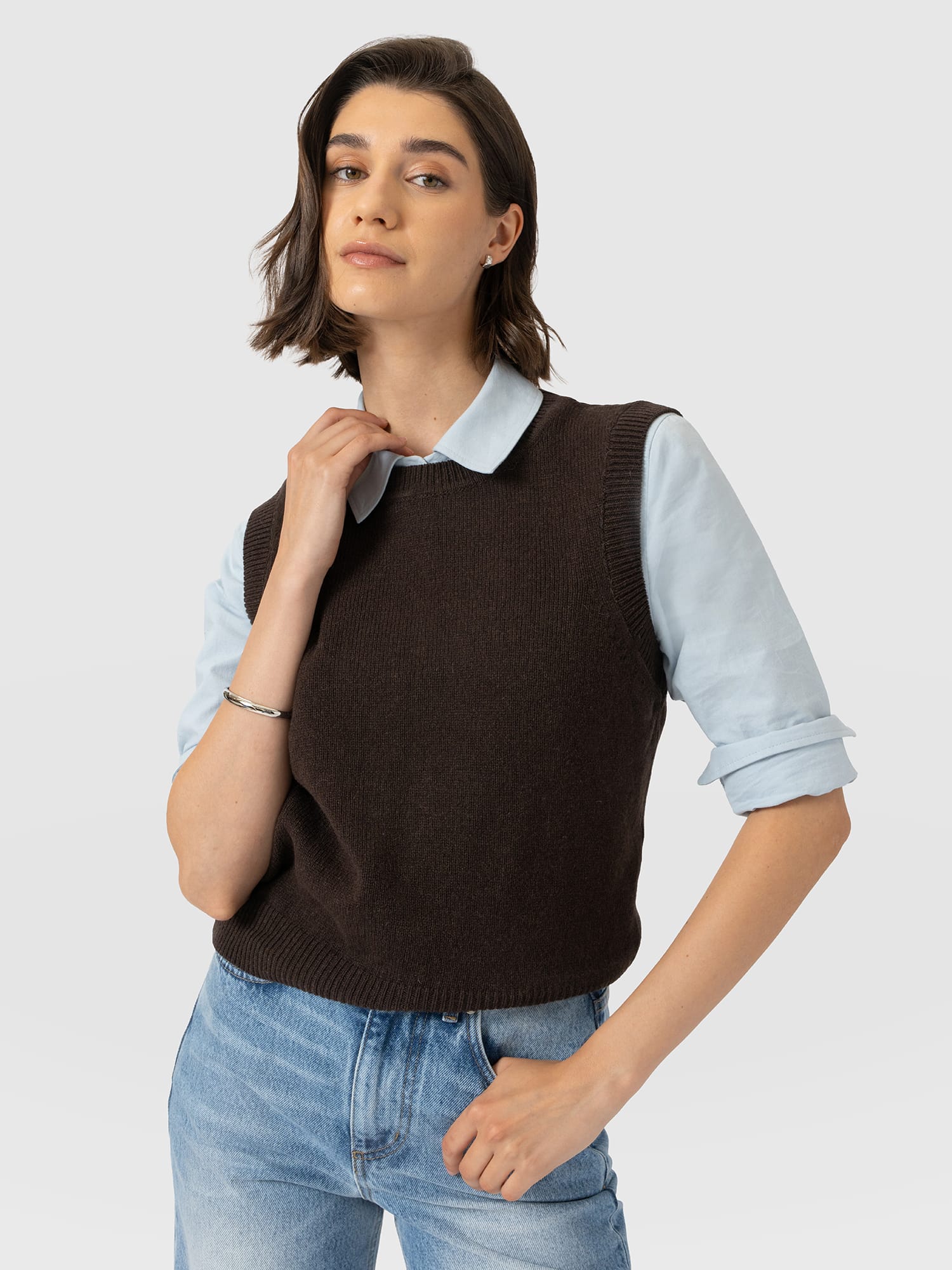 Oxford Cashmere Sleeveless Knit - Brown