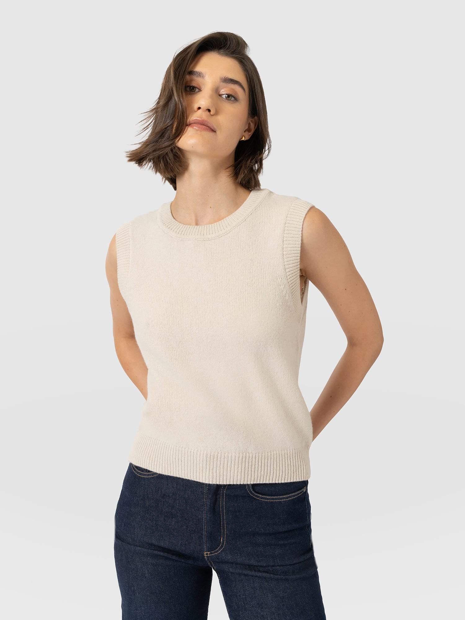 Oxford Cashmere Sleeveless Knit - Cream