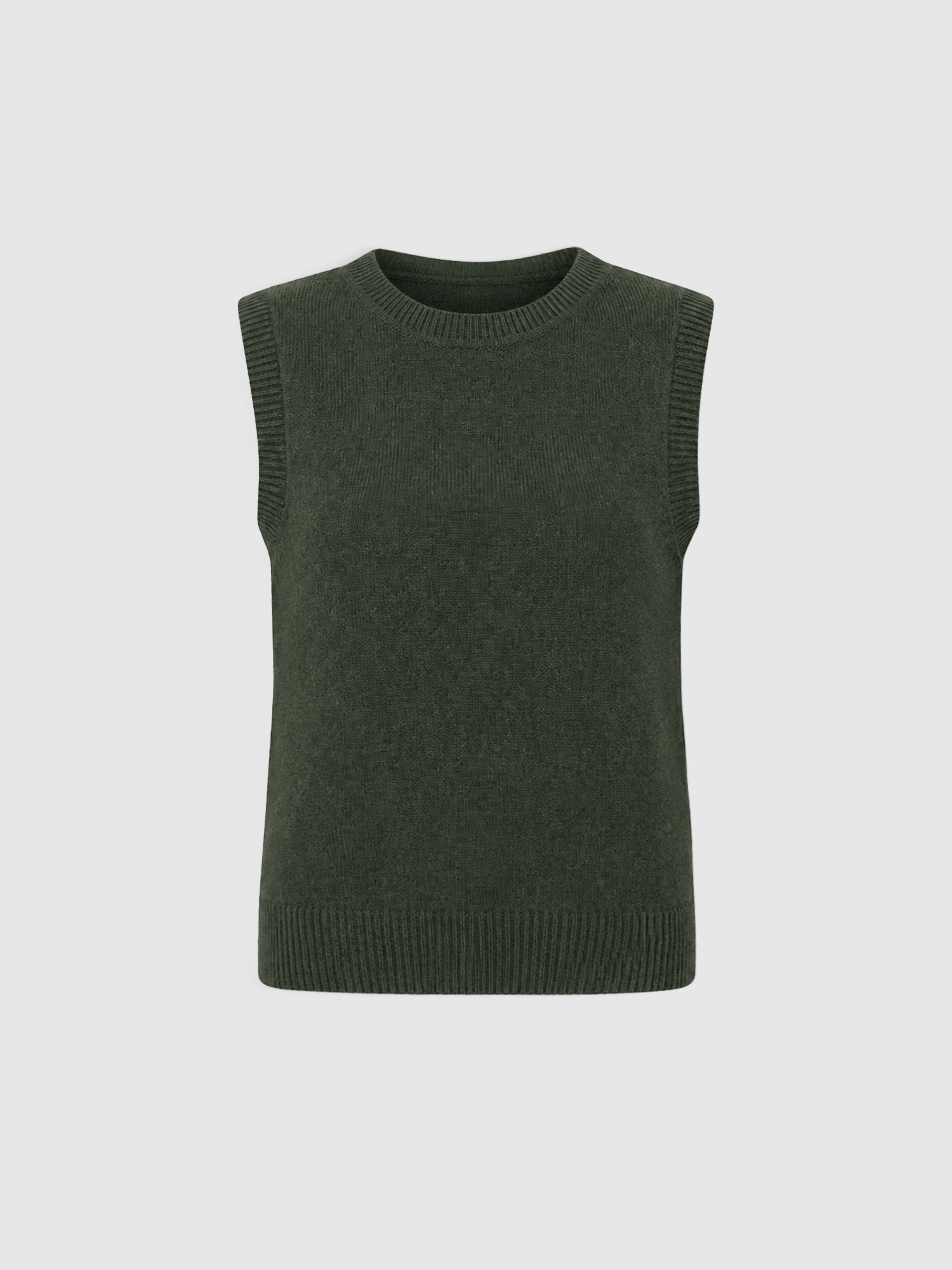 Oxford Cashmere Sleeveless Knit - Khaki - Women's Jumpers | Saint and Sofia® UK