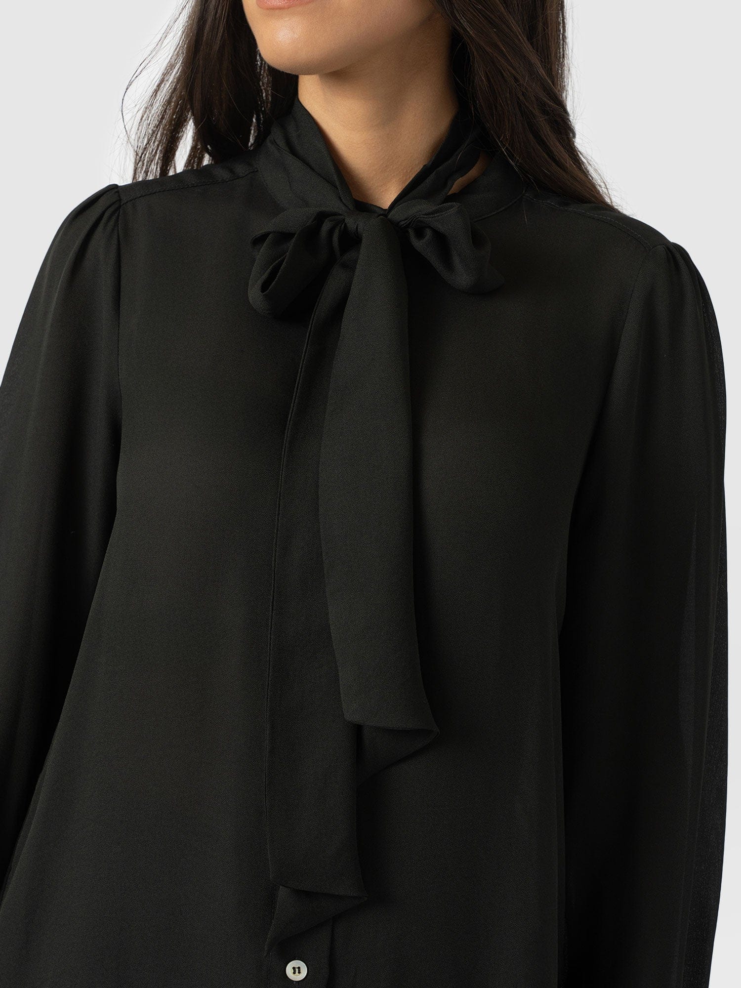 Paxton Pussybow Blouse Black - Women's Blouses | Saint + Sofia® UK