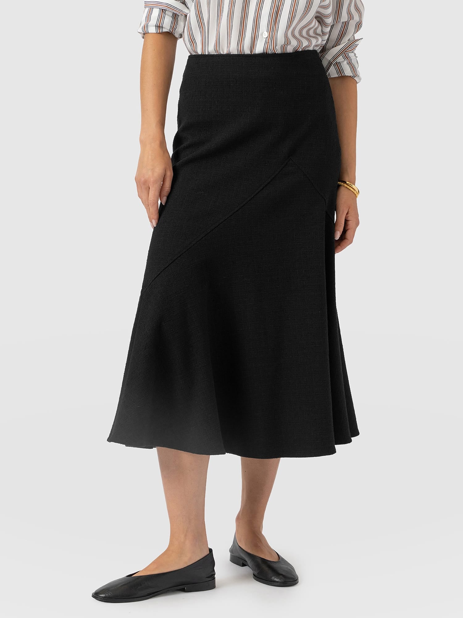 Piper Panelled Skirt - Black Boucle