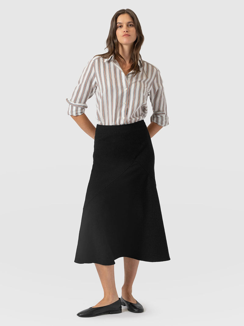 Piper Panelled Skirt - Black Boucle - Women's Skirts | Saint and Sofia® UK