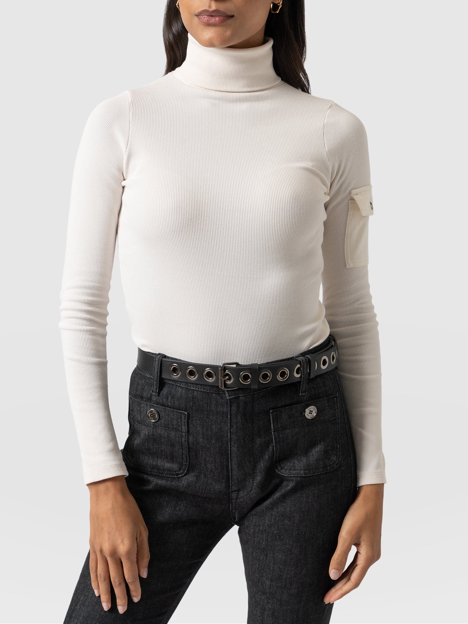 Pocket Roll Neck Cream - Women's Jumpers | Saint + Sofia® UK