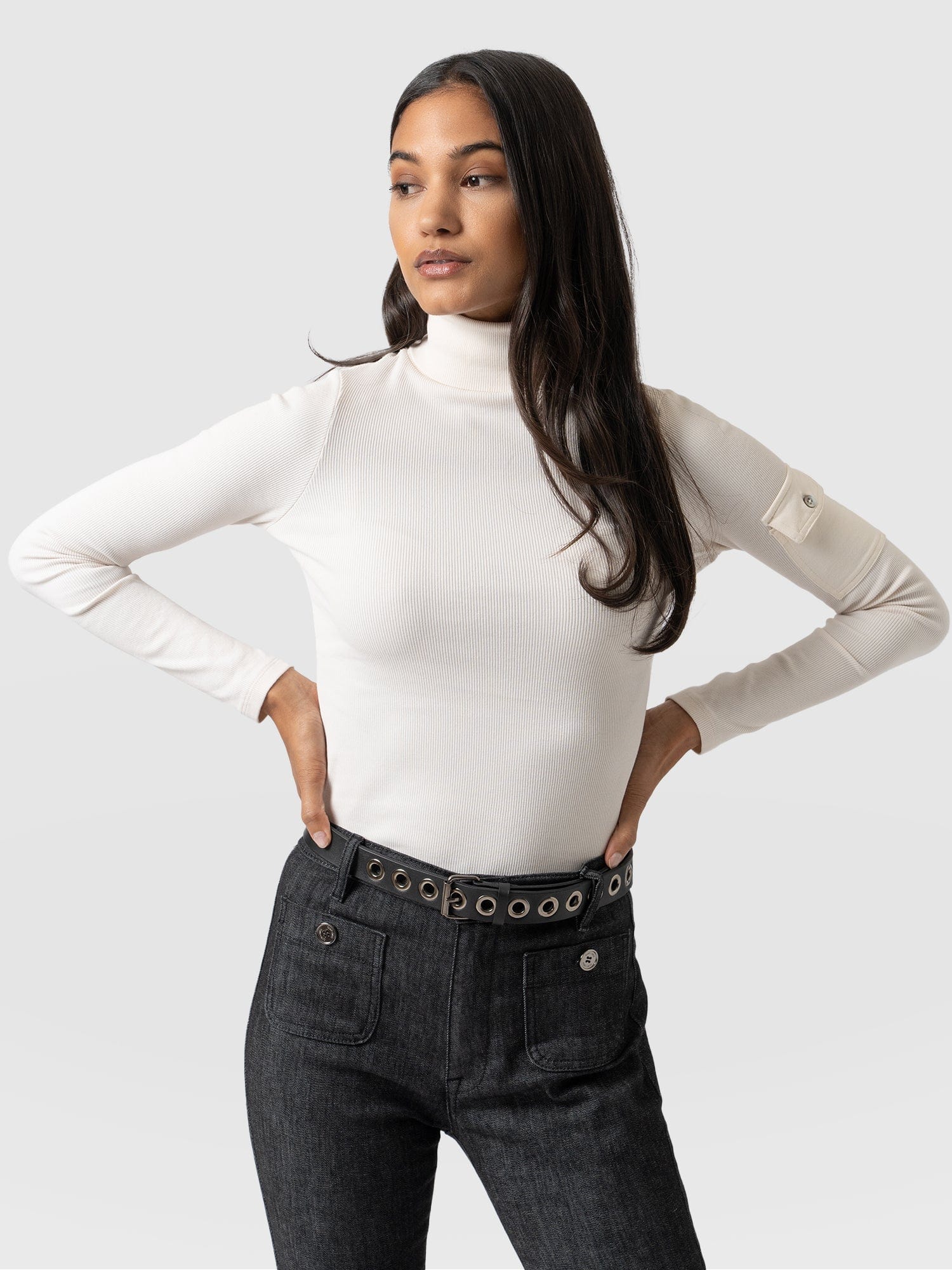 Pocket Roll Neck Cream - Women's Jumpers | Saint + Sofia® UK