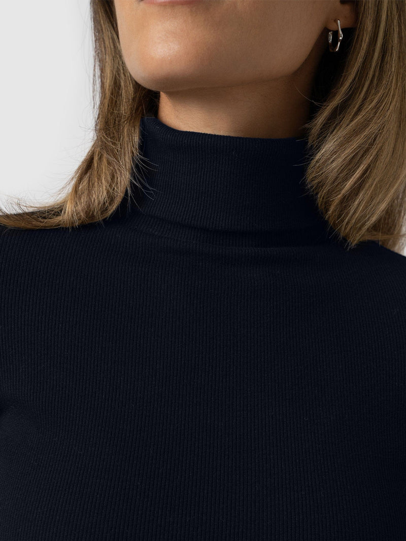 Pocket Roll Neck Navy - Women's Jumpers | Saint + Sofia® UK