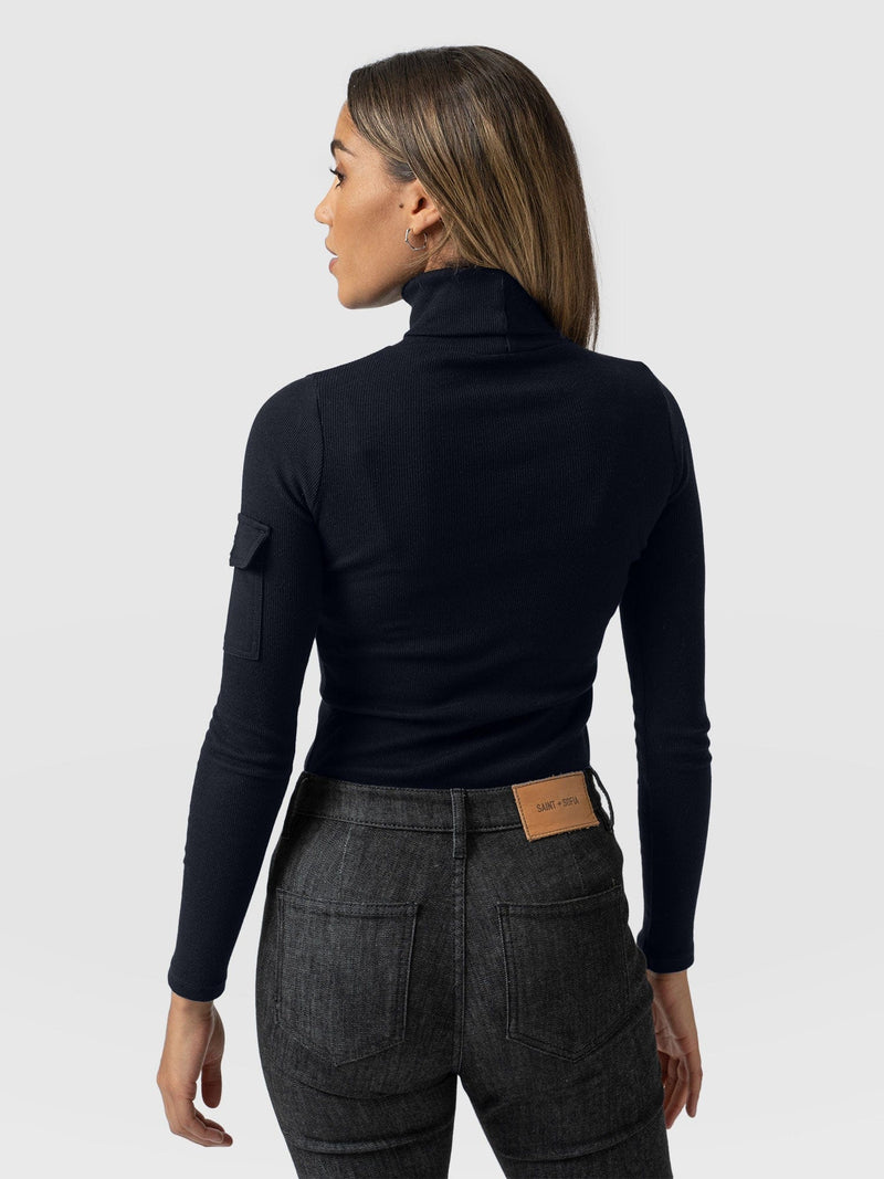 Pocket Roll Neck Navy - Women's Jumpers | Saint + Sofia® UK