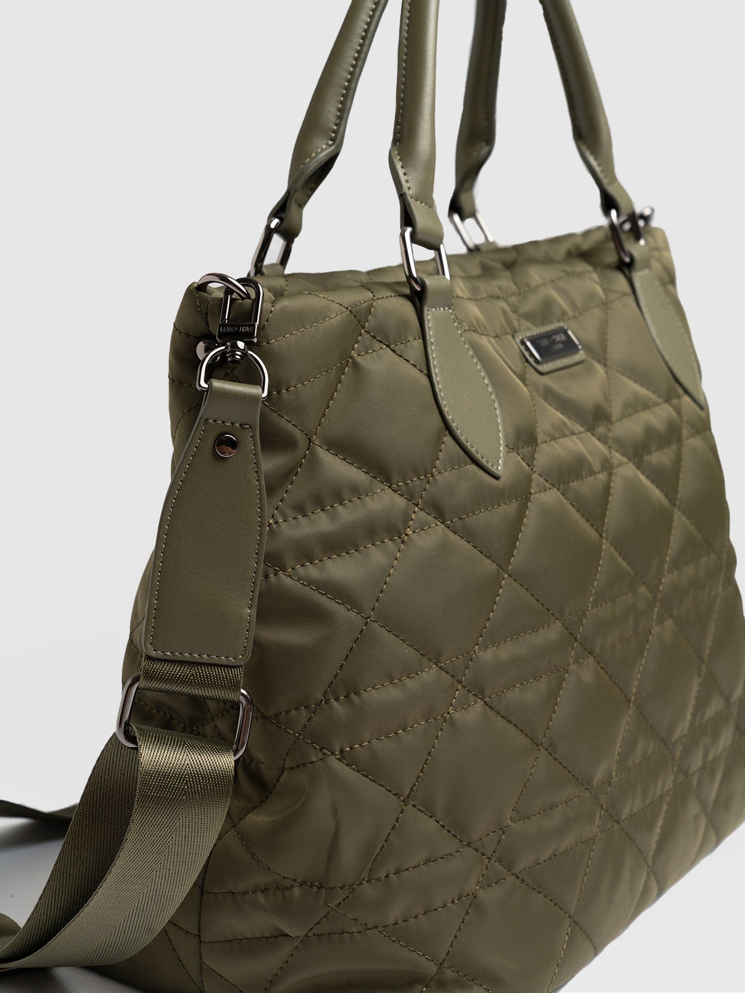 Quilted Selene Shopper Bag Khaki - Women's Bags | Saint + Sofia® UK