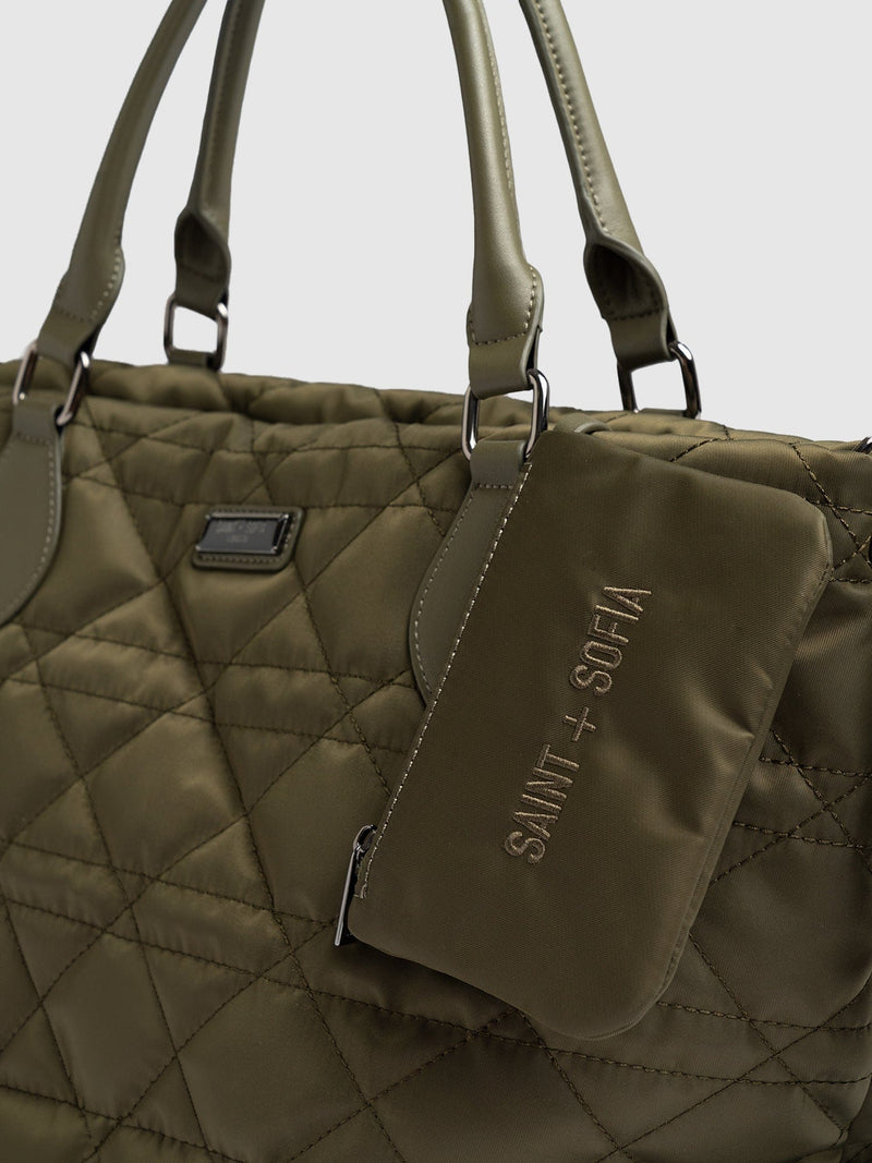 Quilted Selene Shopper Bag Khaki - Women's Bags | Saint + Sofia® UK