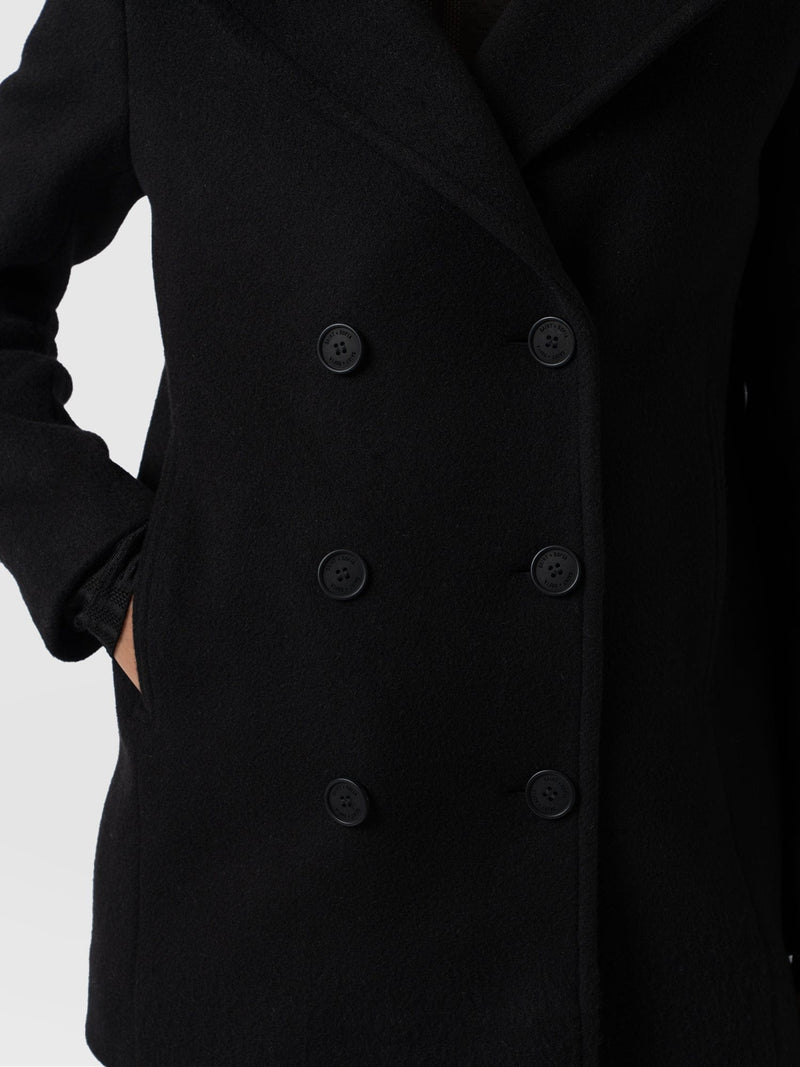 Quinn Pea Coat Black - Women's Coats | Saint + Sofia® UK