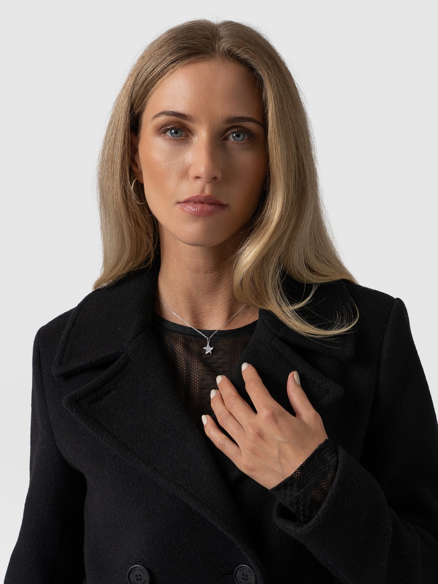 Quinn Pea Coat Black - Women's Coats | Saint + Sofia® UK