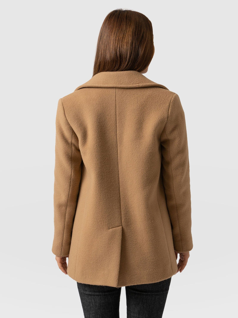 Quinn Pea Coat Camel - Women's Coats | Saint + Sofia® UK