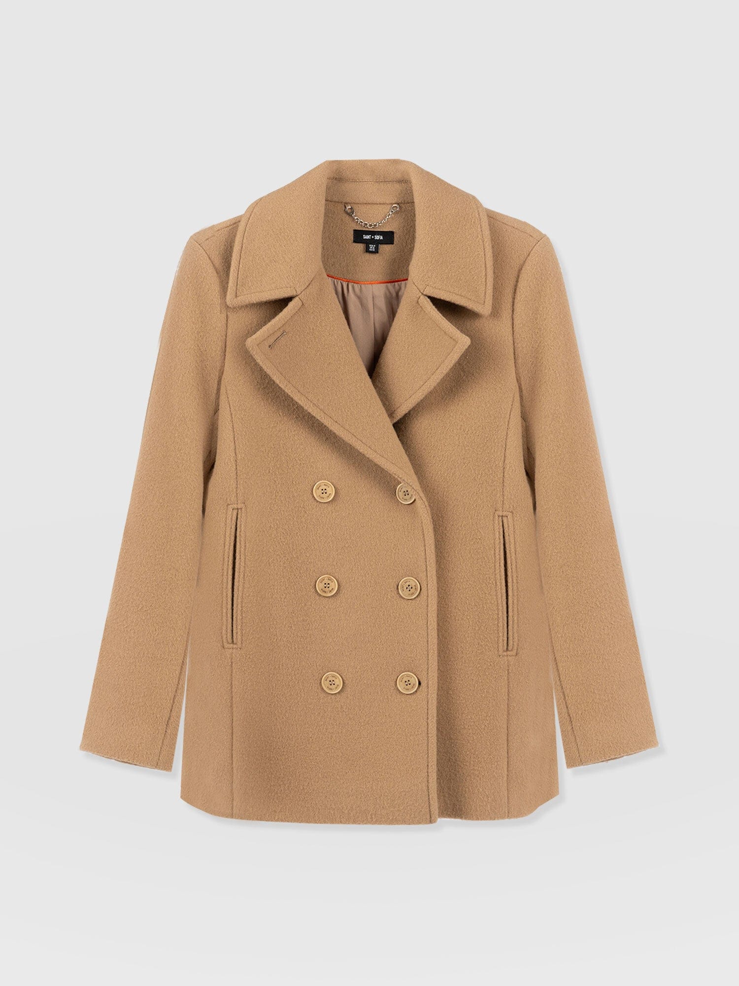 Quinn Pea Coat Camel - Women's Coats | Saint + Sofia® UK