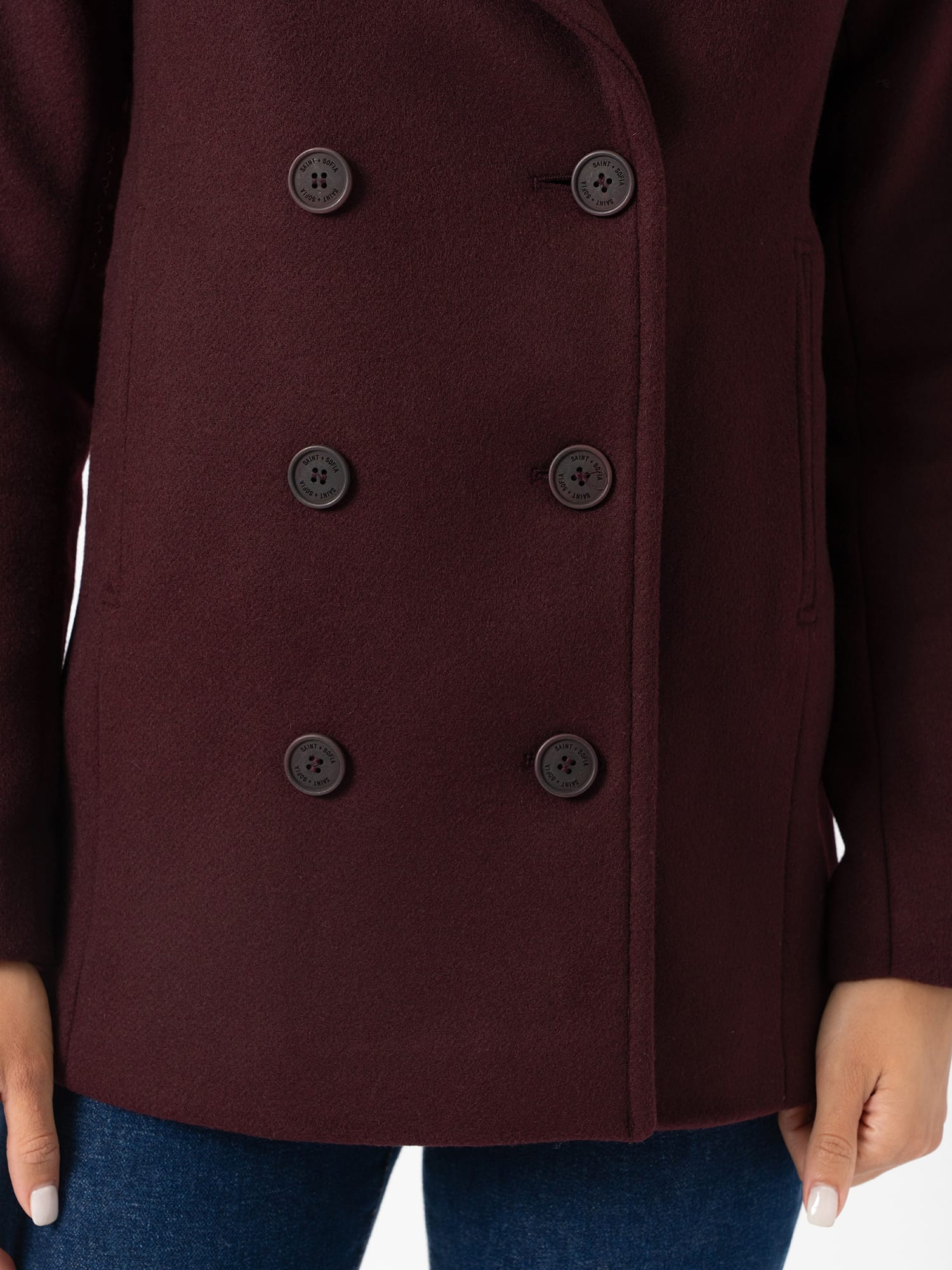 Quinn Pea Coat - Maroon