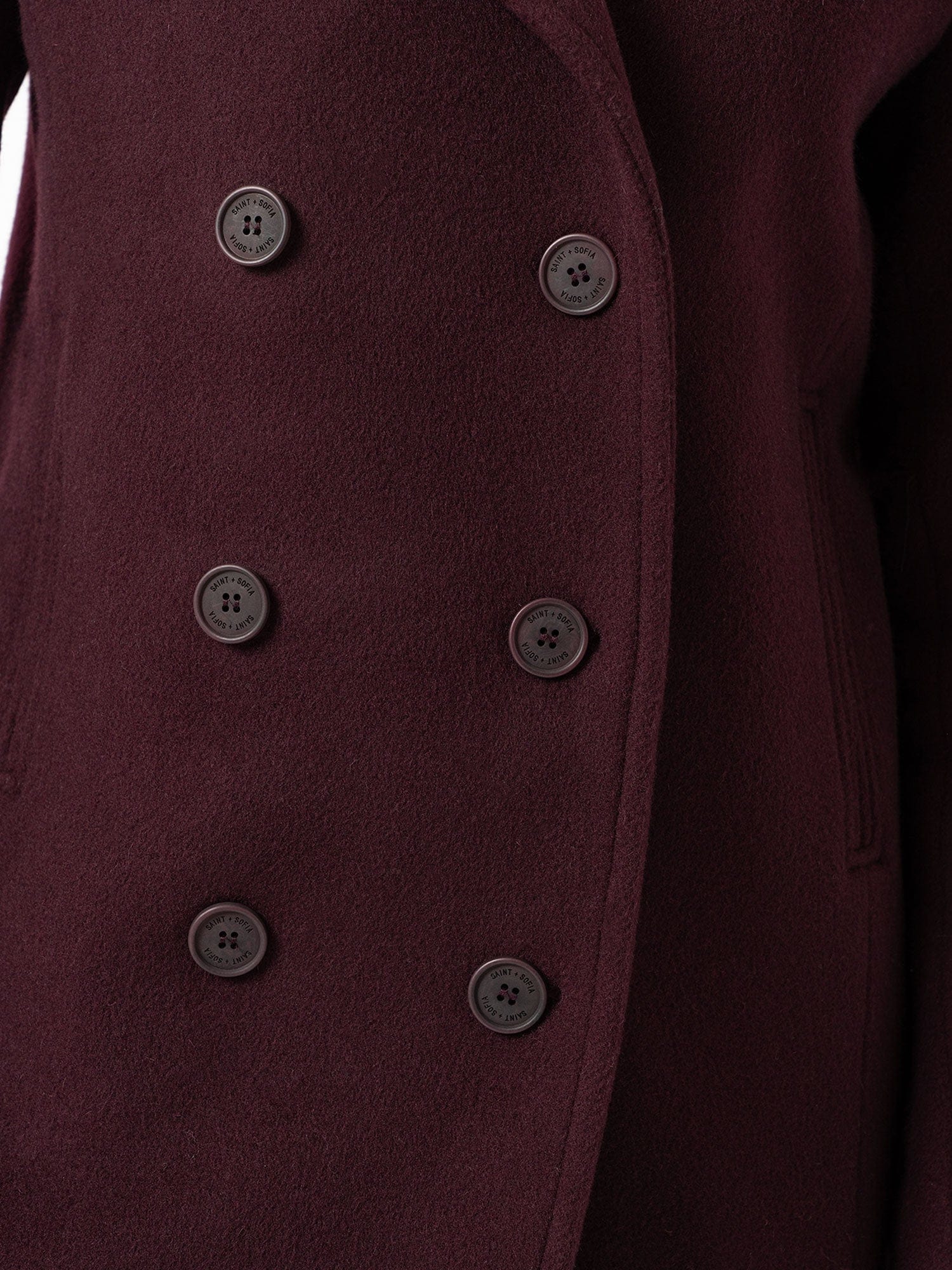 Quinn Pea Coat - Maroon - Women's Outerwears | Saint + Sofia® UK