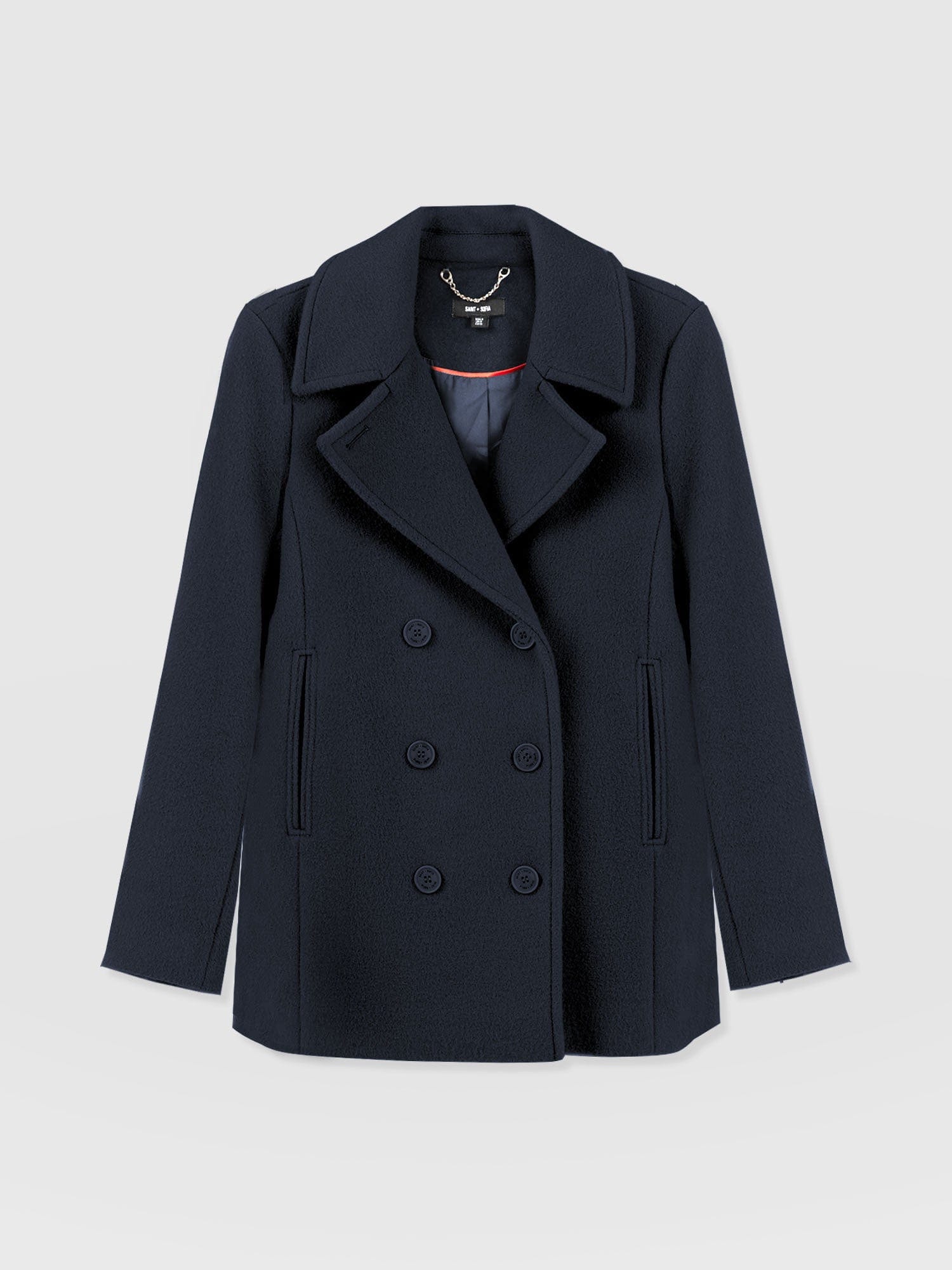 Quinn Pea Coat - Navy - Women's Outerwears | Saint + Sofia® UK