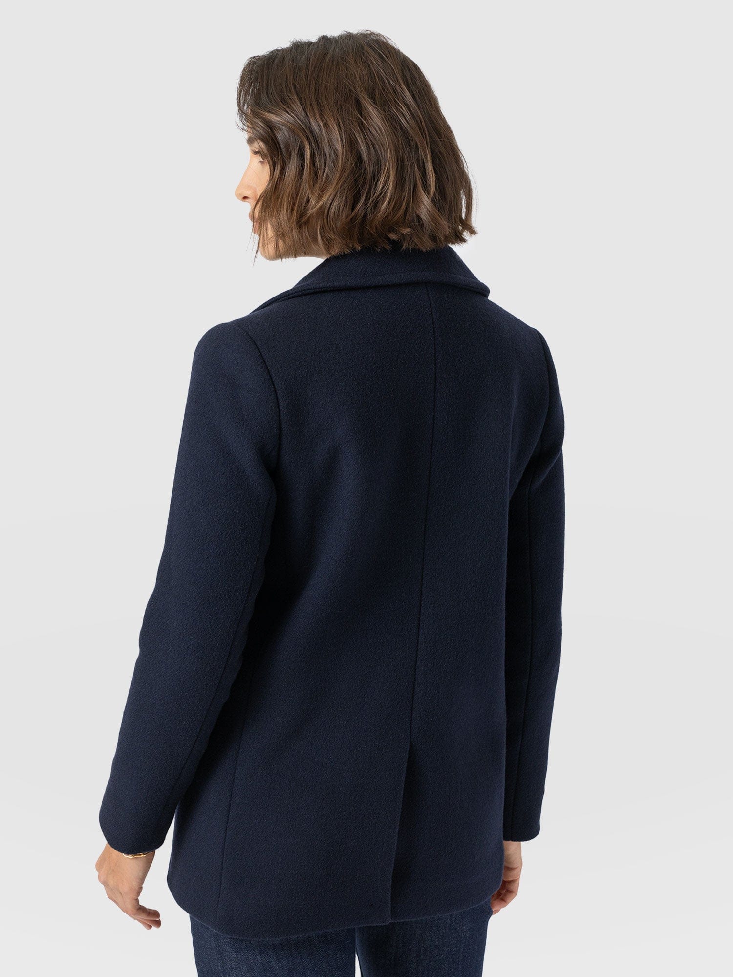 Quinn Pea Coat - Navy - Women's Outerwears | Saint + Sofia® UK
