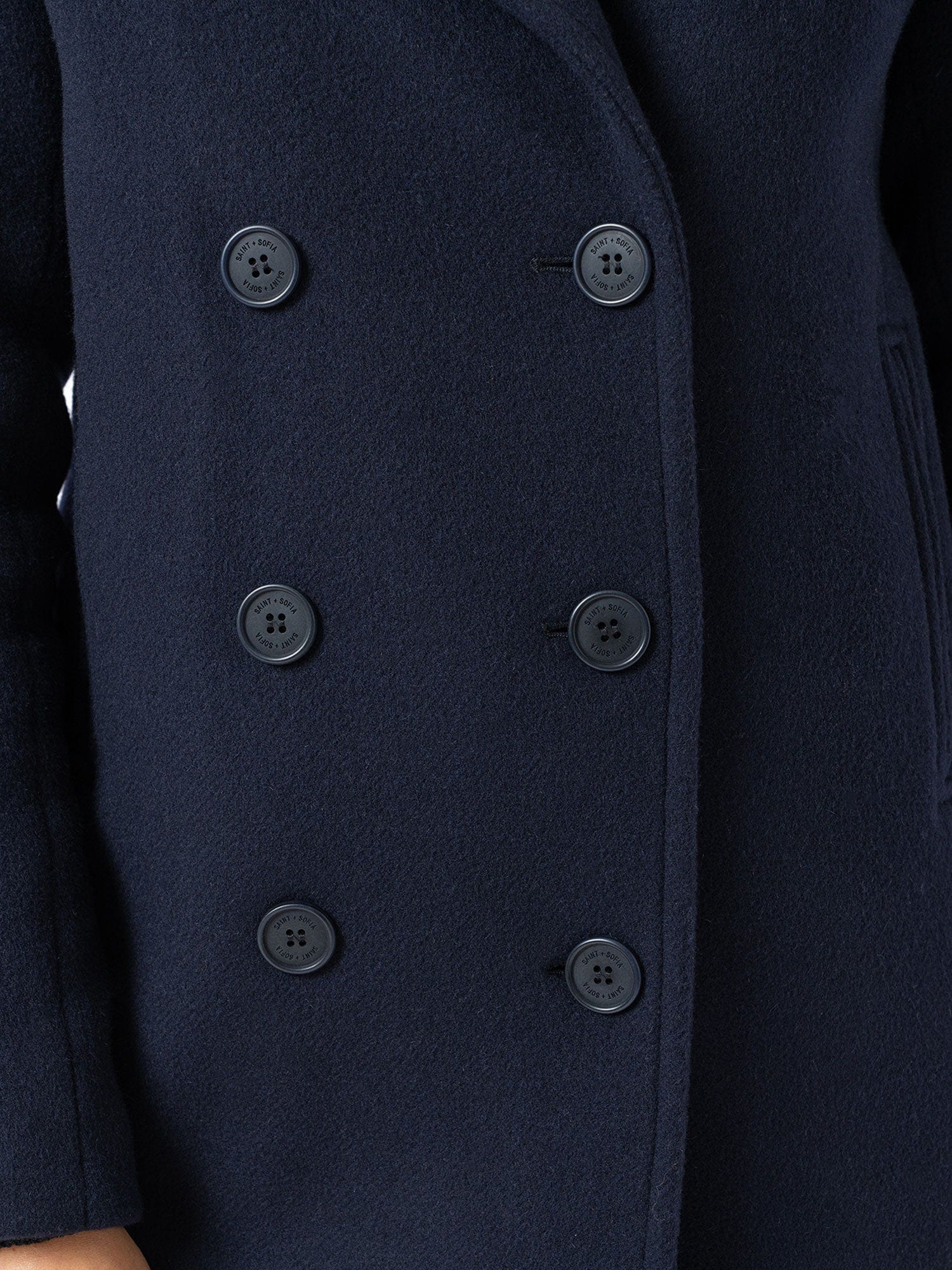 Quinn Pea Coat - Navy - Women's Outerwears | Saint + Sofia® UK
