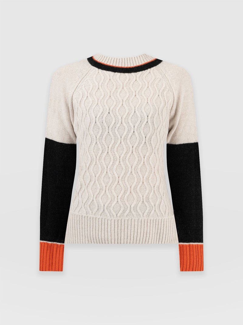 Rayner Cashmere Jumper Black/Beige/Orange - Women's Jumper | Saint + Sofia® UK