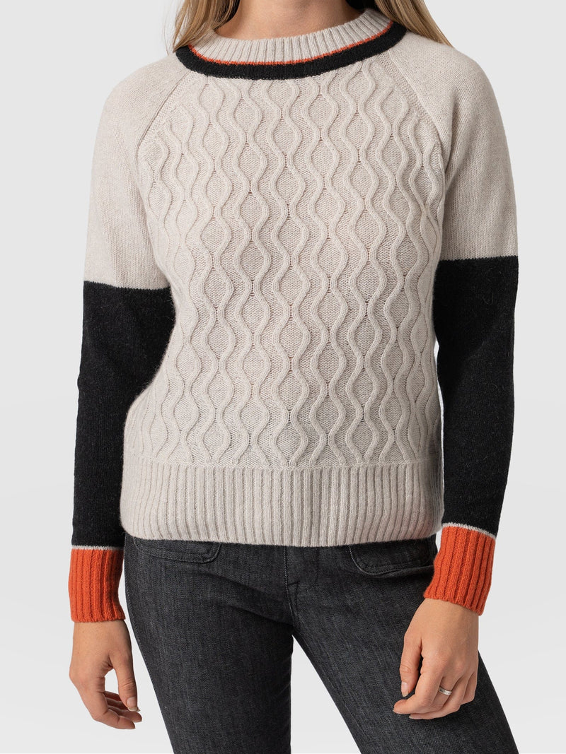 Rayner Cashmere Jumper Black/Beige/Orange - Women's Jumper | Saint + Sofia® UK