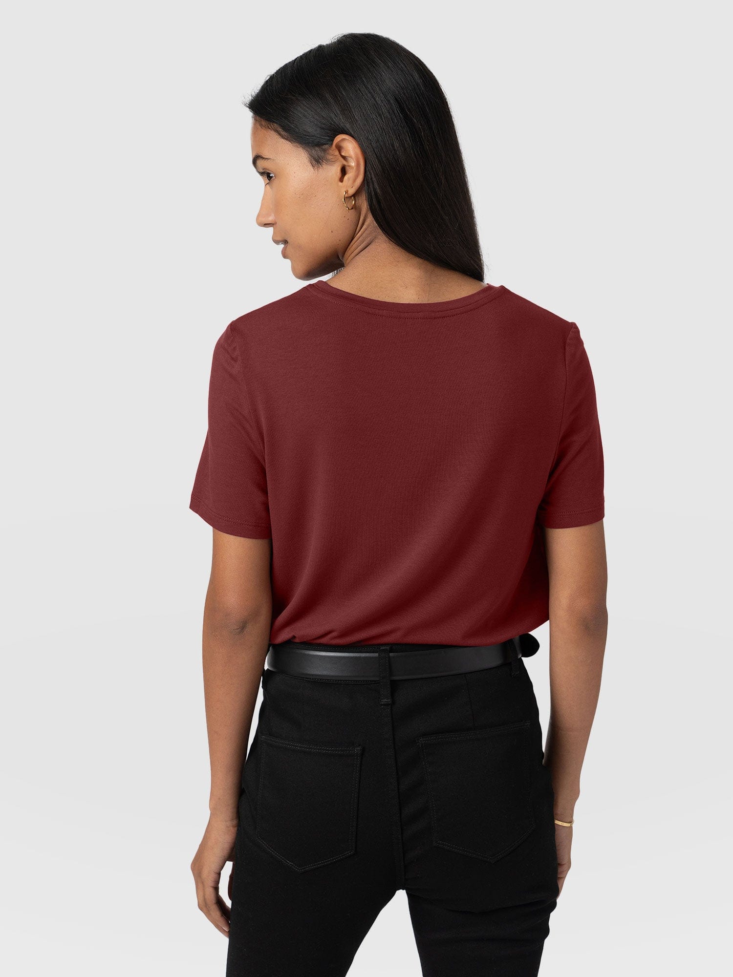 Rayner Contrast Tee Maroon - Women's T-Shirts | Saint and Sofia® UK