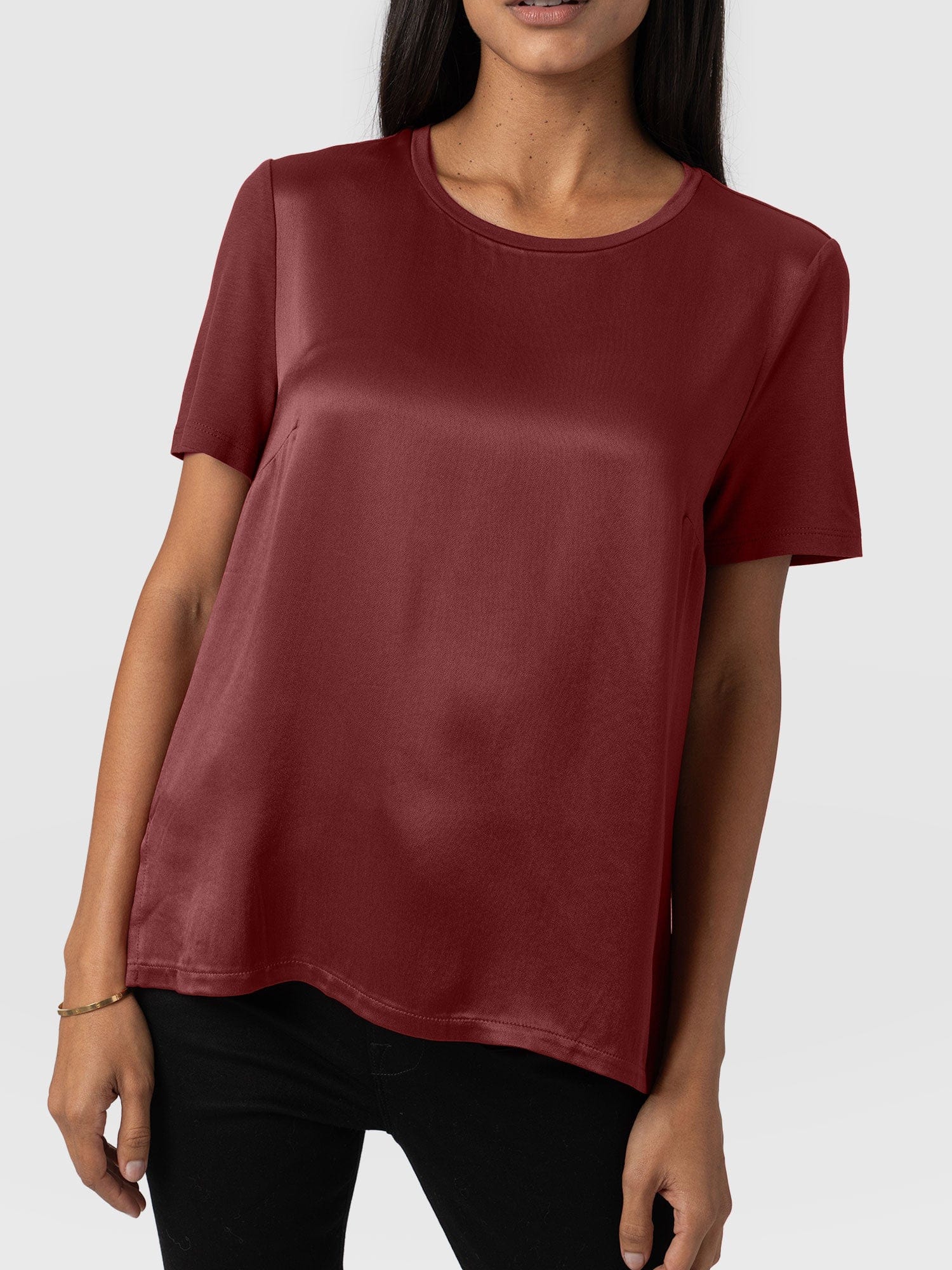 Rayner Contrast Tee Maroon - Women's T-Shirts | Saint and Sofia® UK